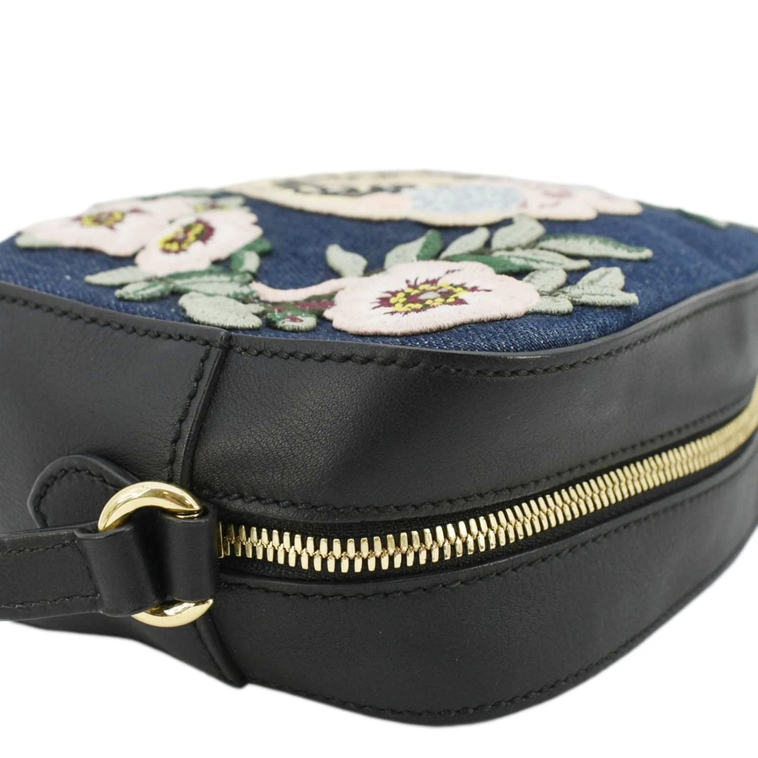 GUCCI Embroidered Denim Camera Crossbody Bag Blue 456547 - Image 6