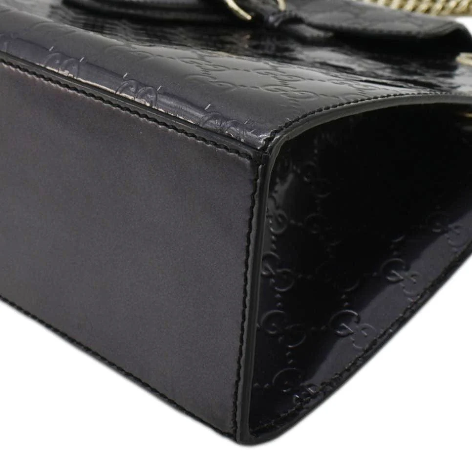 GUCCI Emily Large Guccissima Patent Leather Shoulder Bag Dark Violet 295403 - Image 8