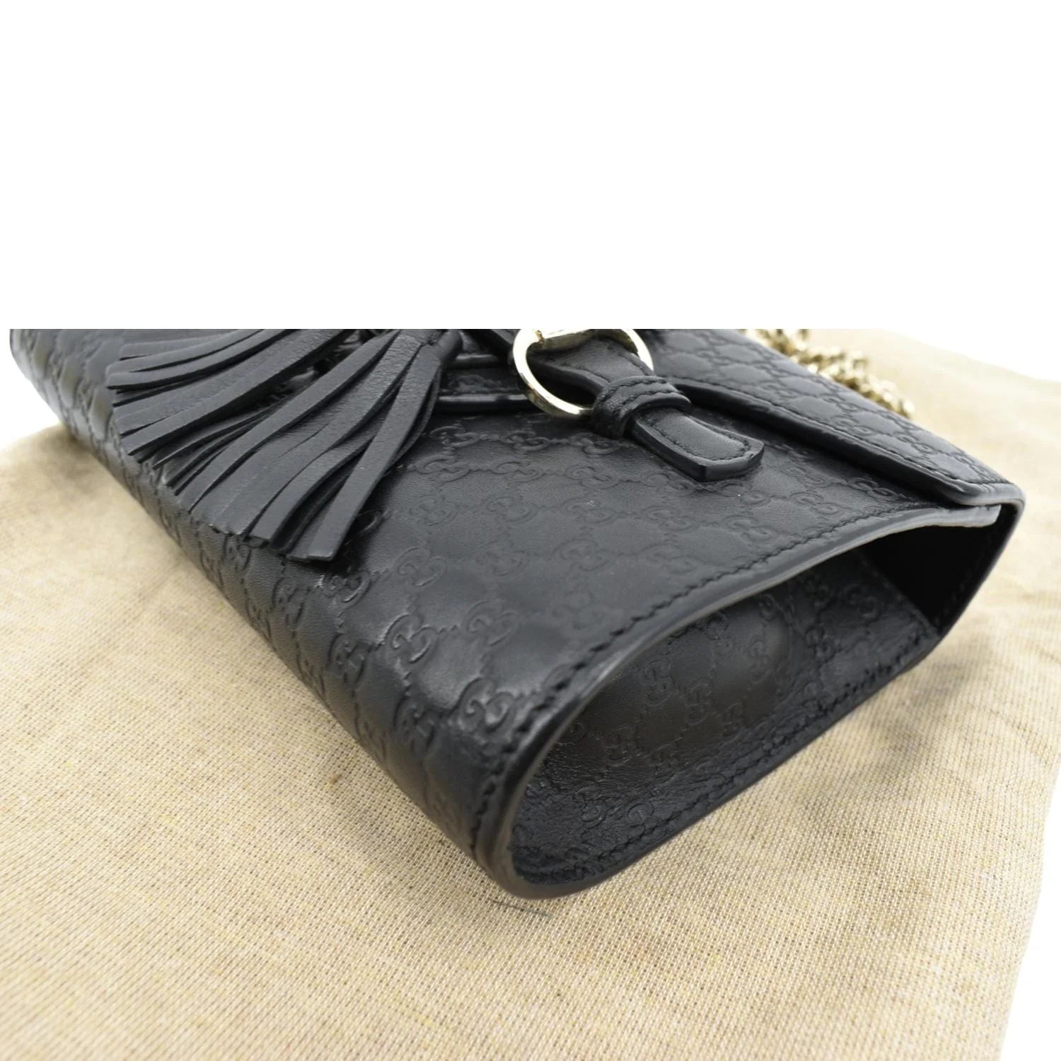 GUCCI Emily Mini Micro GG Leather Shoulder Bag Black 449636 - Image 8