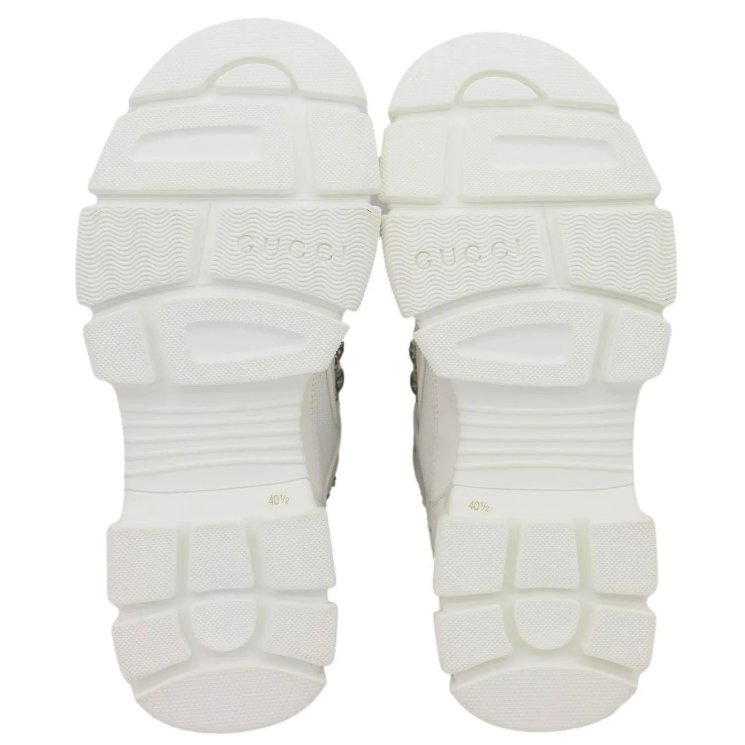 GUCCI Flashtrek Crystals Mesh Leather Sneakers White Size 10.5 - Image 9