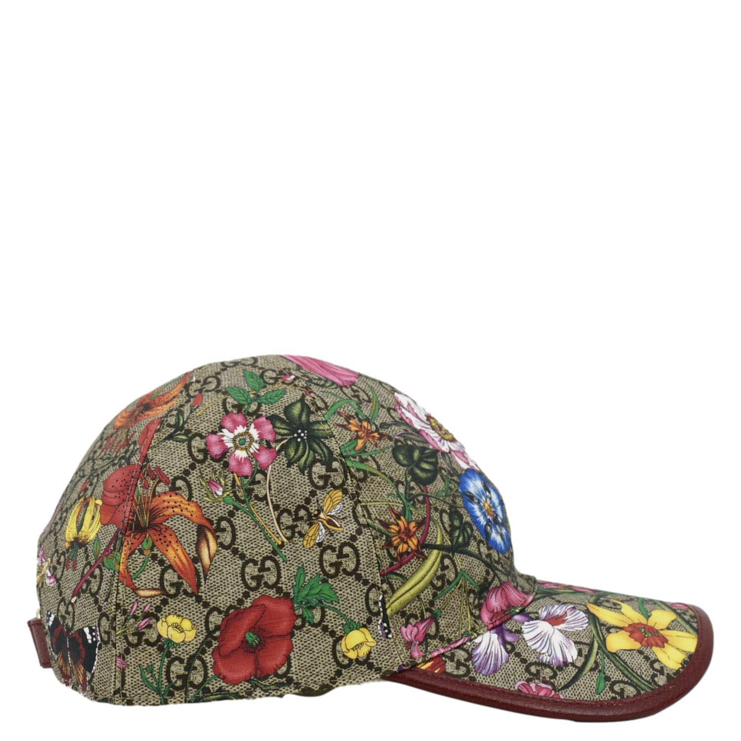 GUCCI Claudia Baseball GG Supreme Flora Canvas Hat Red 58 CM 603986 - Image 4