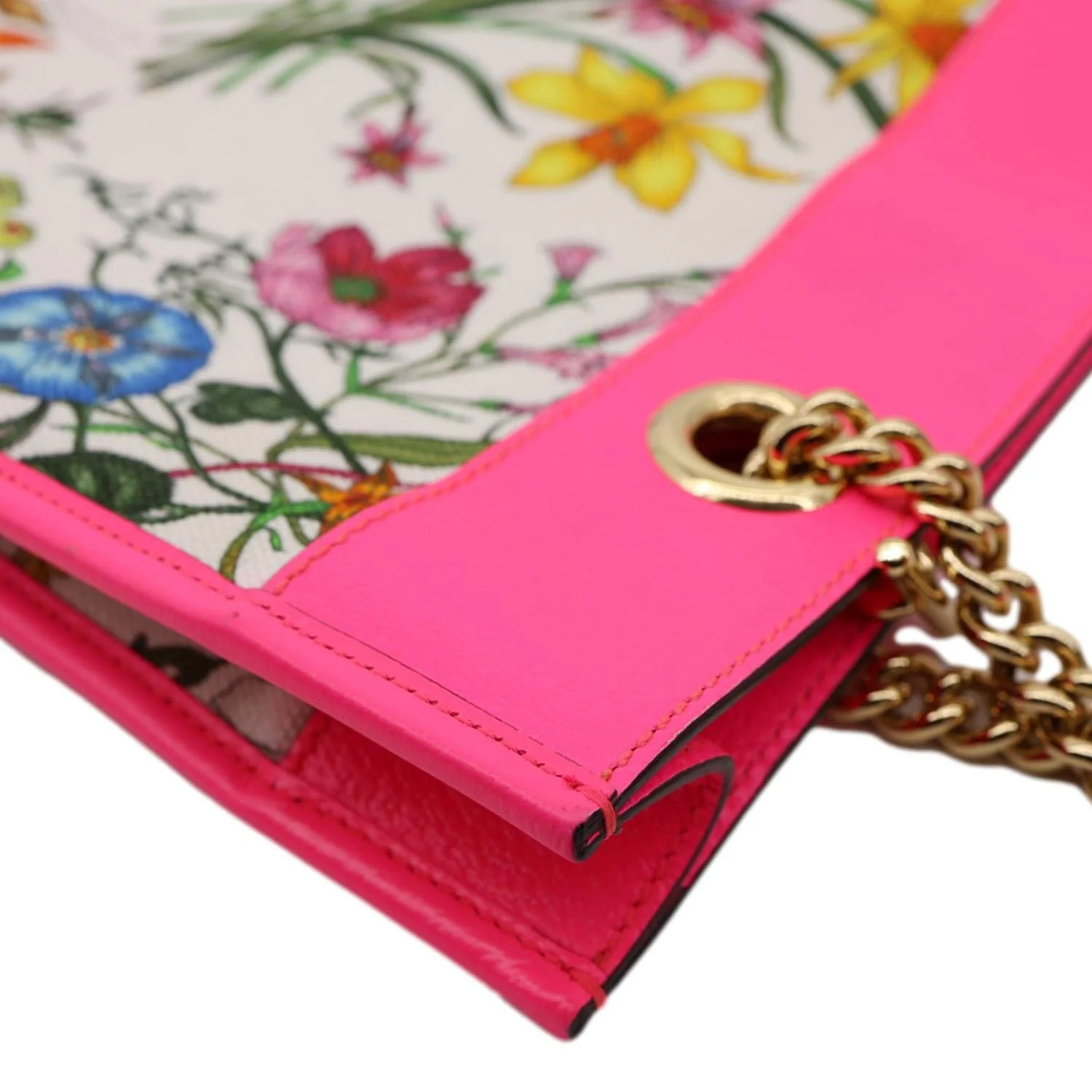 GUCCI Floral Rajah Large Canvas Leather Chain Tote Bag Multicolor 537219 - Image 6