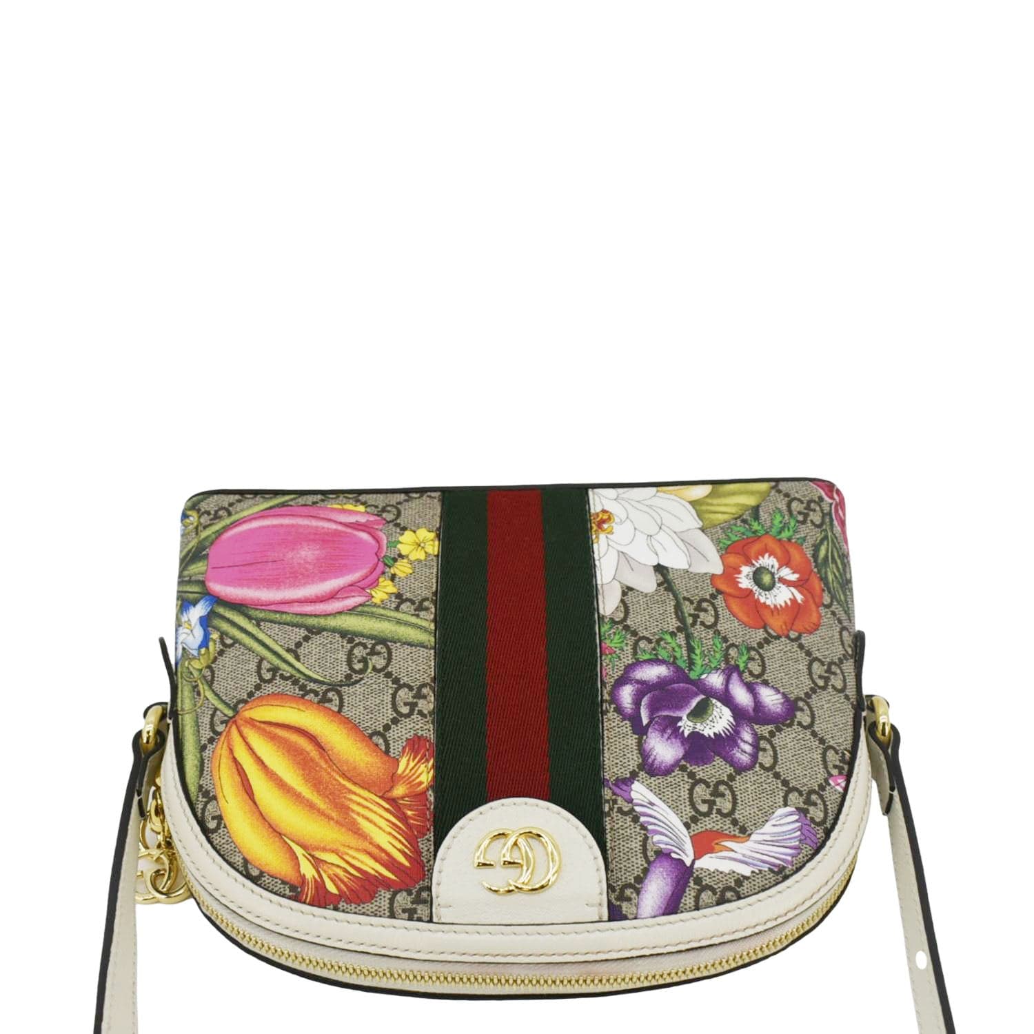GUCCI Ophidia Flora Dome Small GG Supreme Monogram Shoulder Bag White 499621 - Image 5