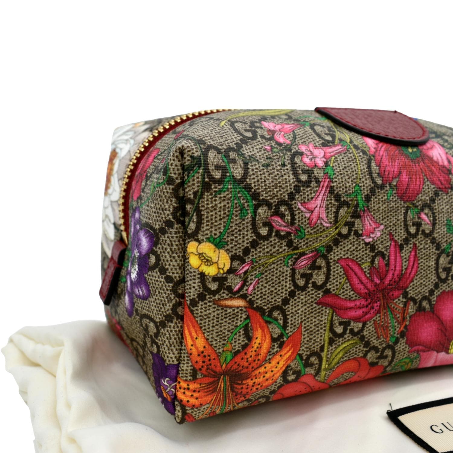 GUCCI Ophidia Floral GG Supreme Monogram Canvas Cosmetic Case Red 548394 - Image 5
