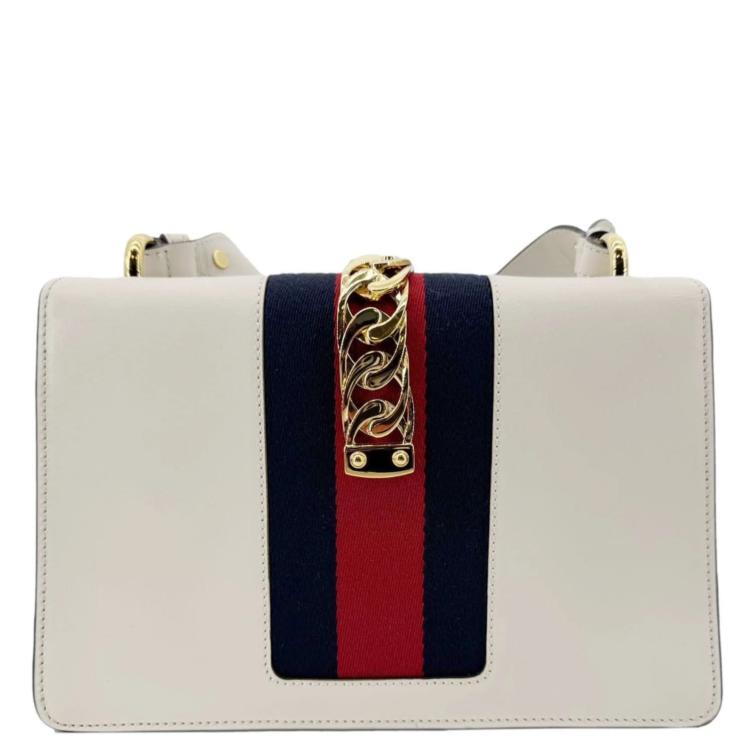 GUCCI Sylvie Small Floral Embroidery Leather Shoulder Bag Off White 421882 - Image 5