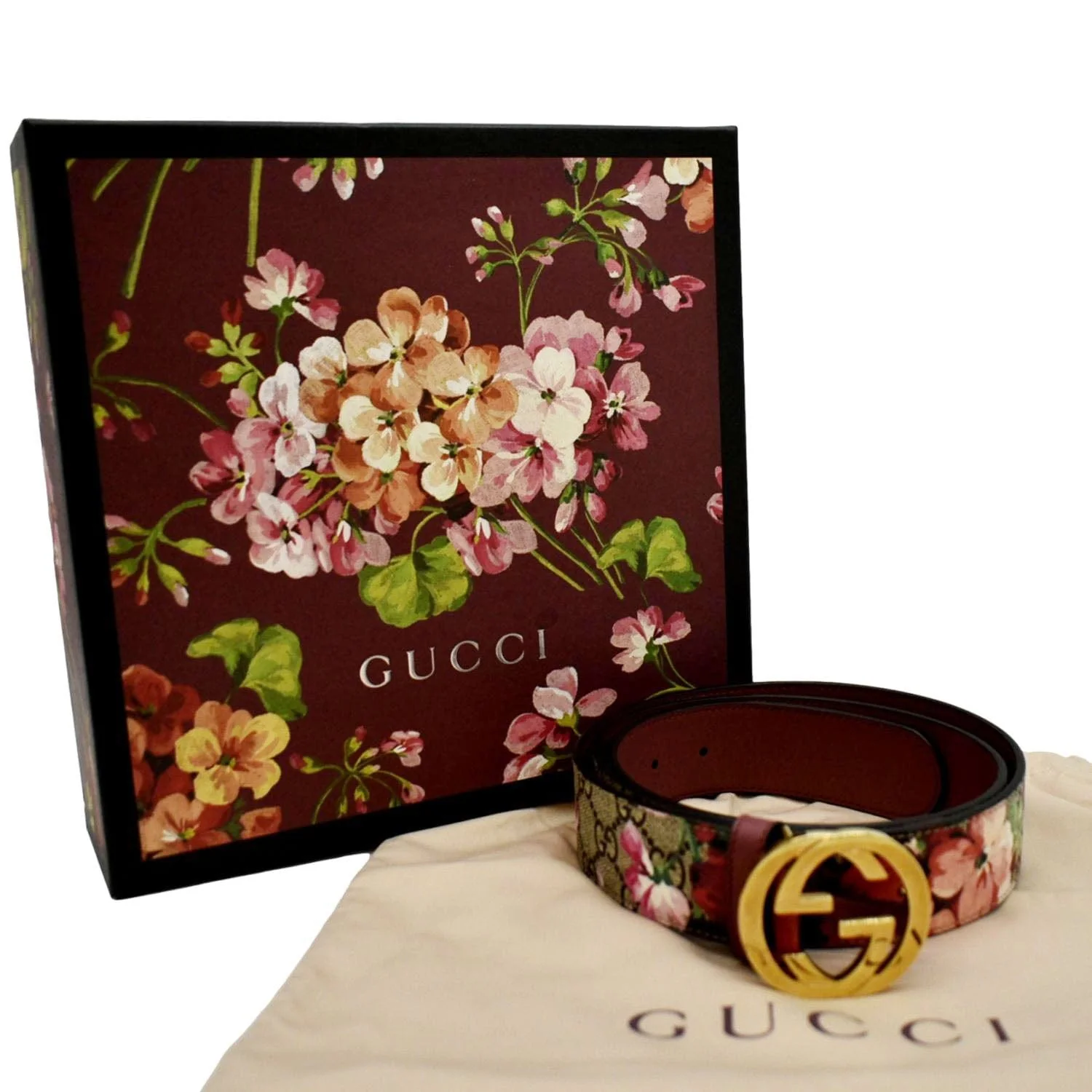 GUCCI Floral GG Monogram Canvas Belt Beige 370543 - Image 2
