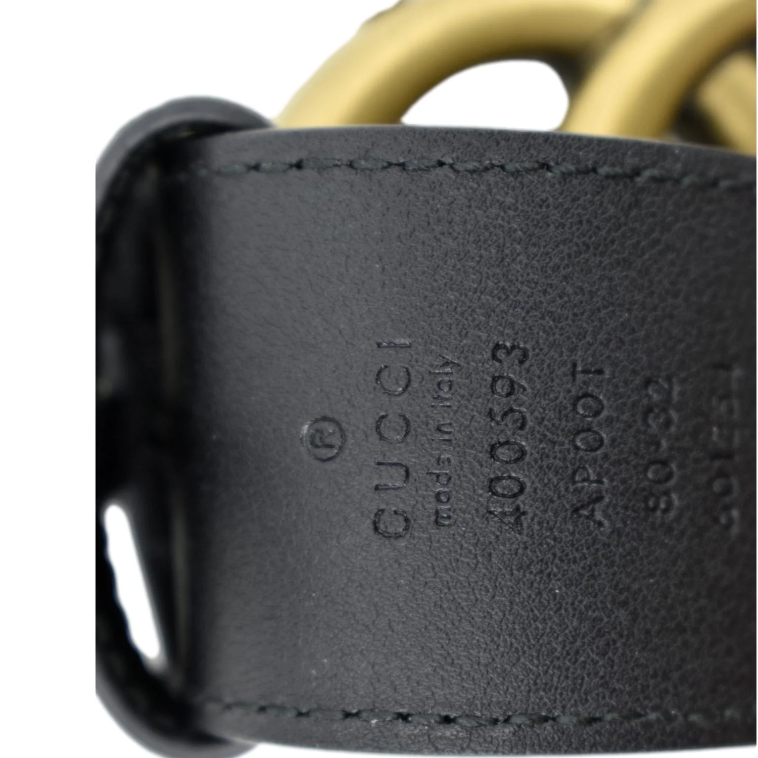 GUCCI Double G Buckle Leather Belt Size 80.32 Black 400593 - Image 7