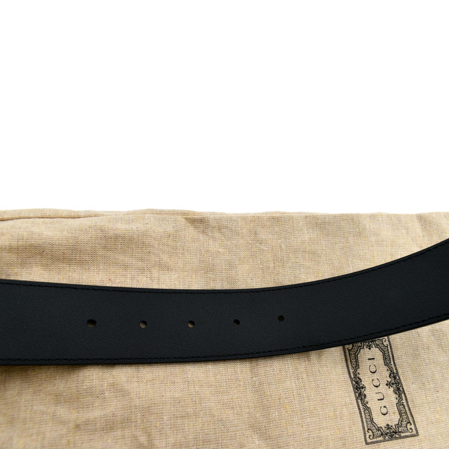 GUCCI Double G Buckle Black Leather Belt Size 44 Black 400593 - Image 4