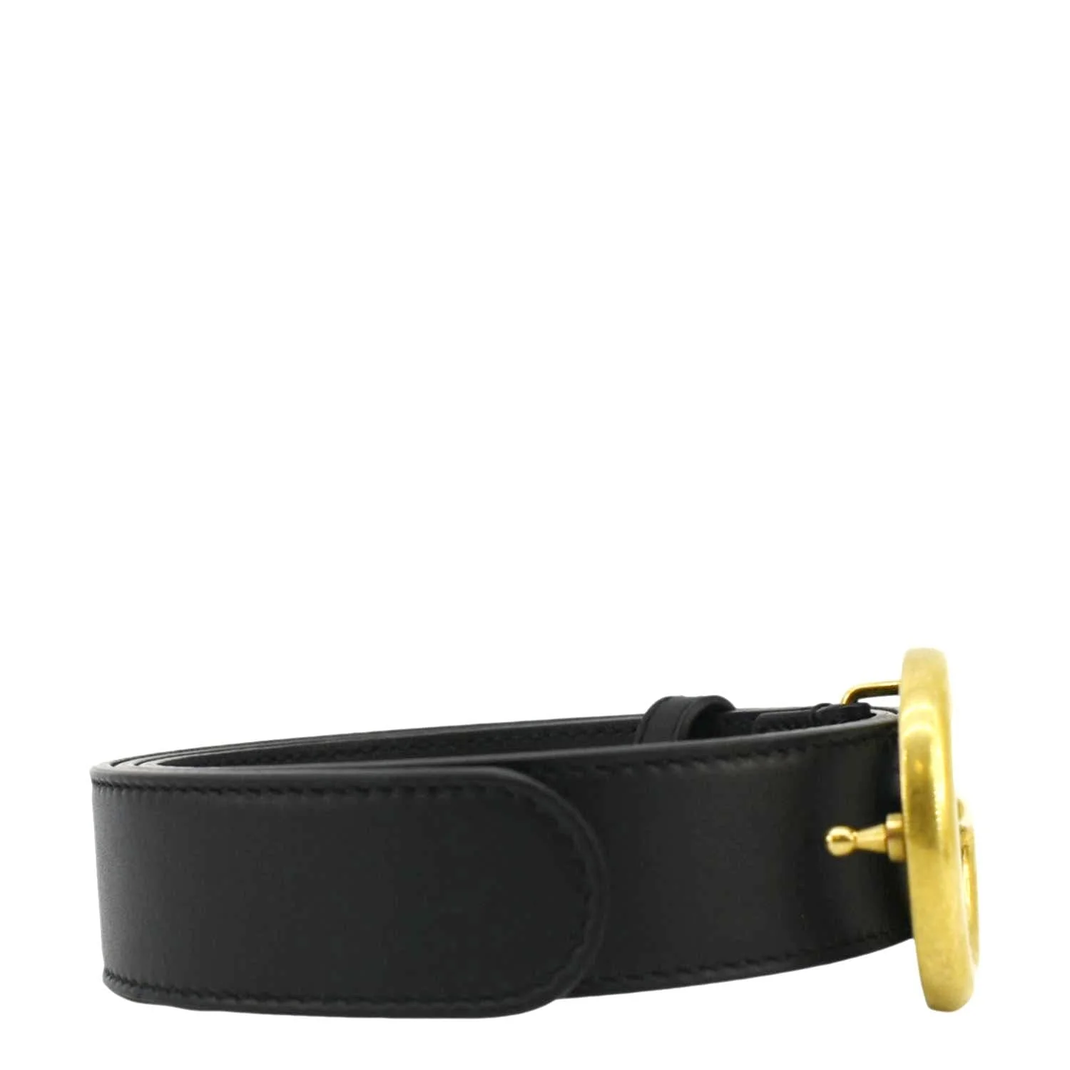 GUCCI GG Buckle Marmont Thin Leather Belt Size 80.32 Black 414516 - Image 6