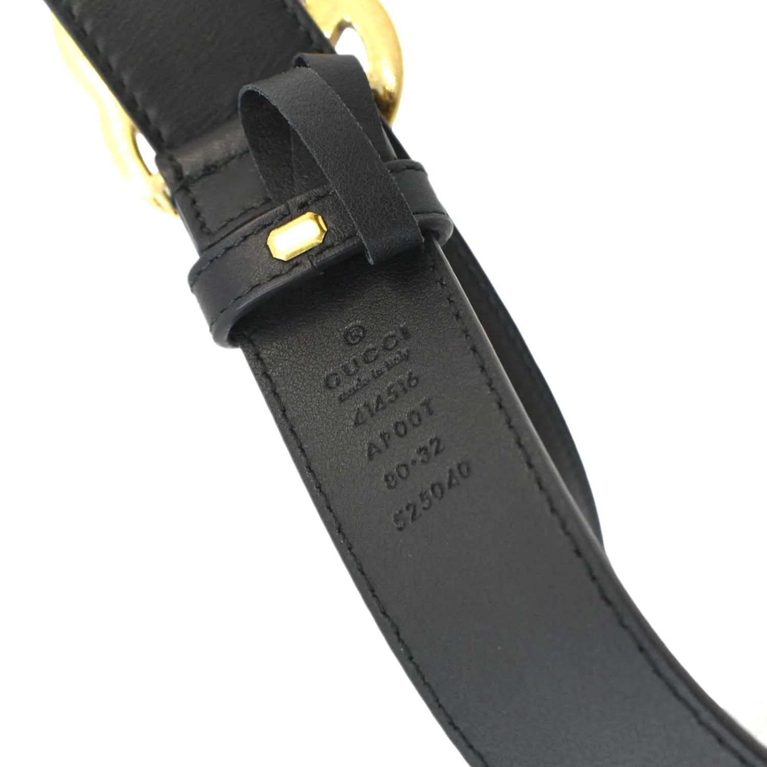 GUCCI GG Buckle Marmont Thin Leather Belt Size 80.32 Black 414516 - Image 9