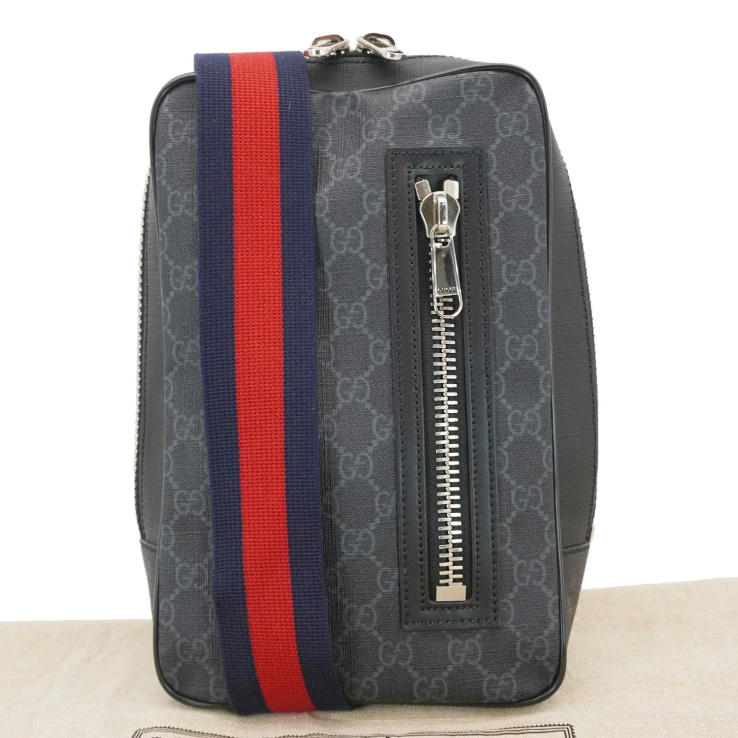 GUCCI GG Supreme Canvas Belt Bag with Zip Pocket Black 478325 - Image 3