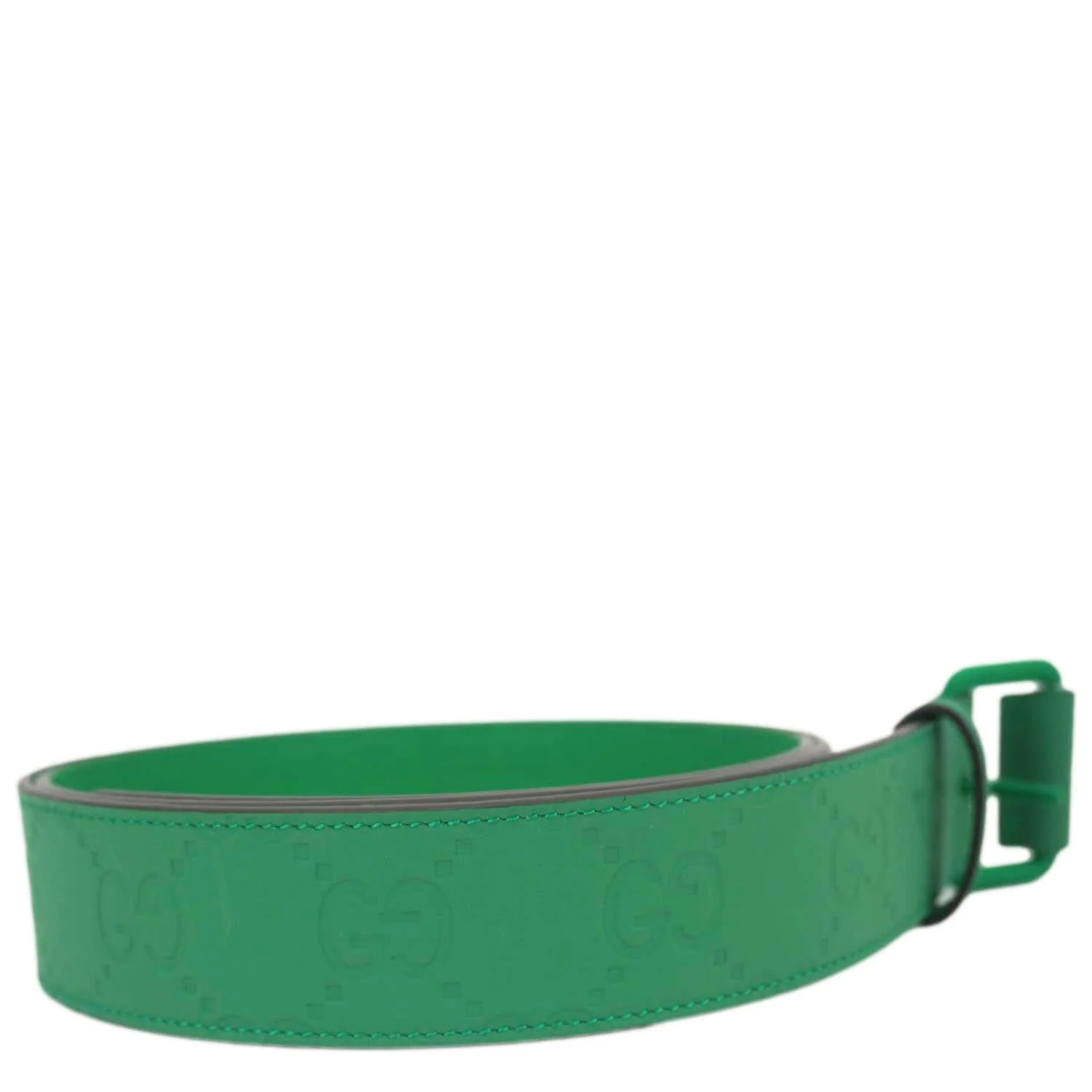 GUCCI GG Leather Belt Green 771297 Size 110.44 - Image 2