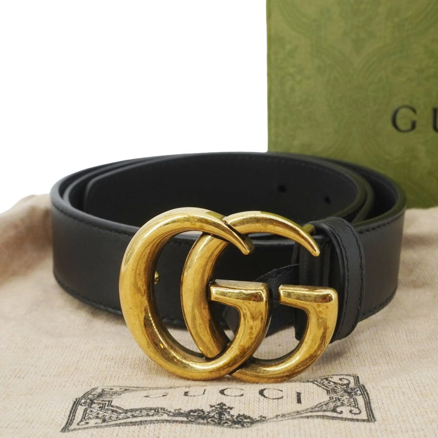 GUCCI GG Buckle Leather Belt Black 525040 Size 85/34 - Image 3