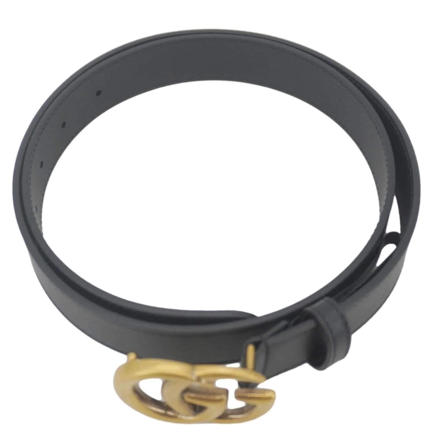 GUCCI GG Buckle Marmont Thin Leather Belt Size 90.36 Black 414516 - Image 9