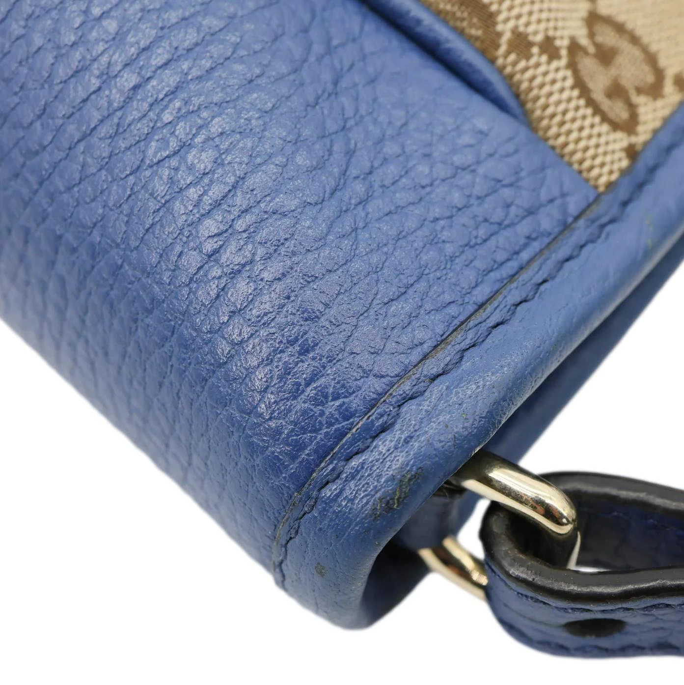 GUCCI Small Bree GG Canvas Leather Tote Crossbody Bag Blue 449241 - Image 5