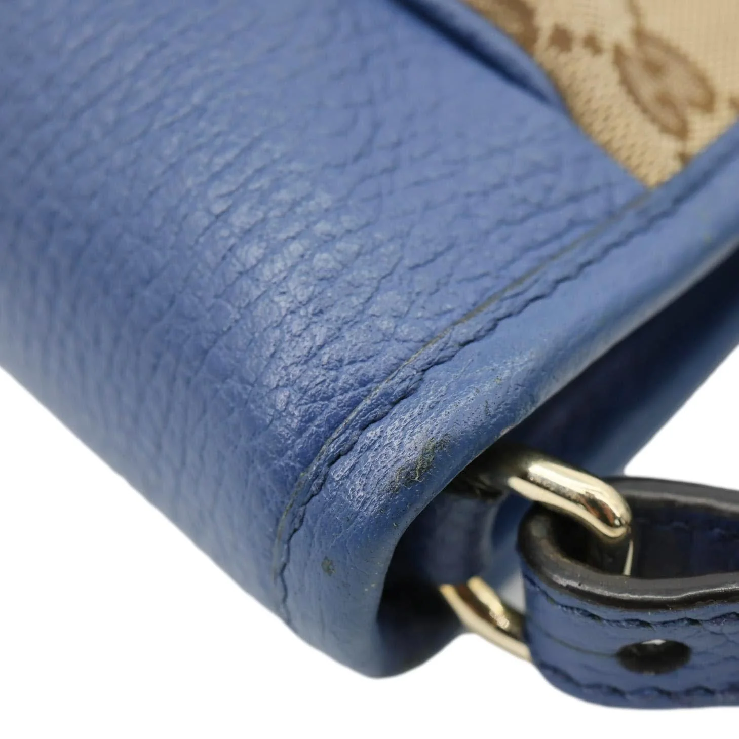 GUCCI Small Bree GG Canvas Leather Tote Crossbody Bag Blue 449241 - Image 6