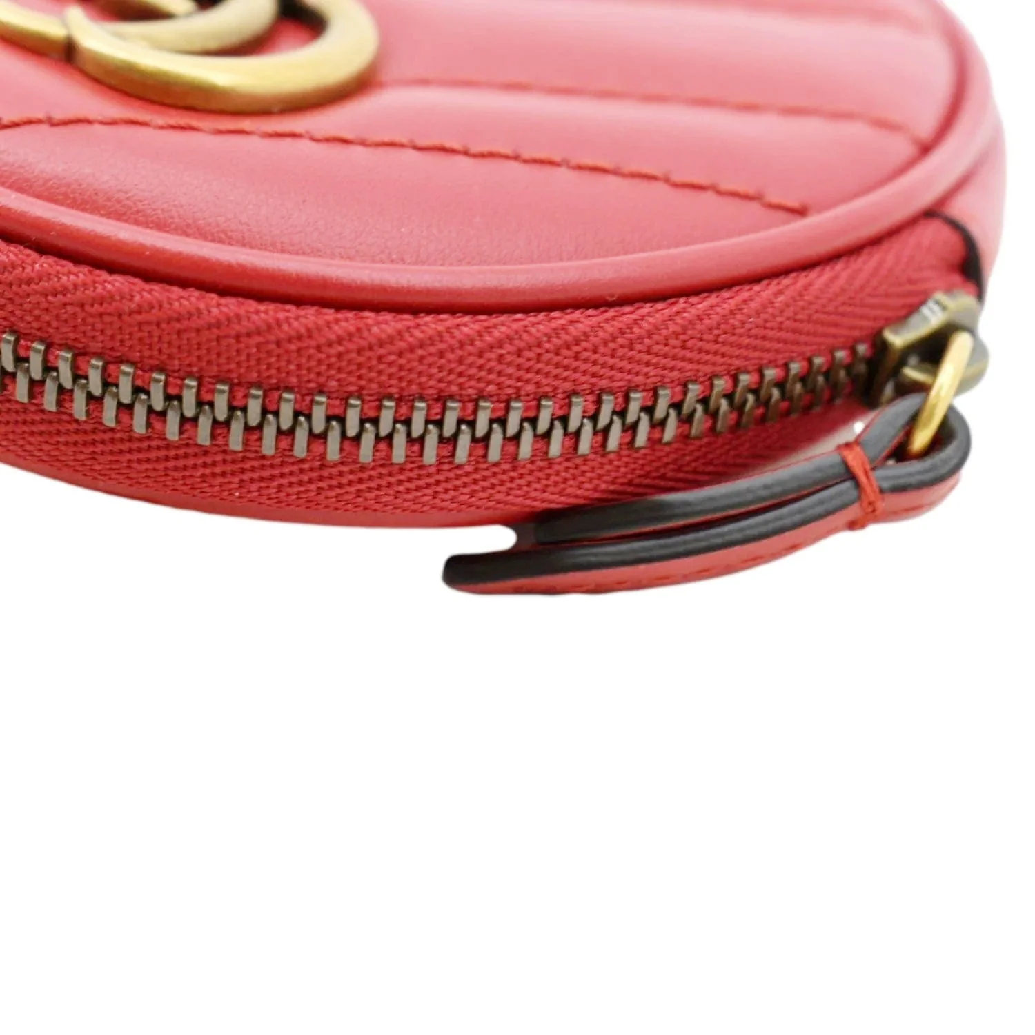 GUCCI GG Marmont Mini Round Leather Coin Purse Red 575160 - Image 4