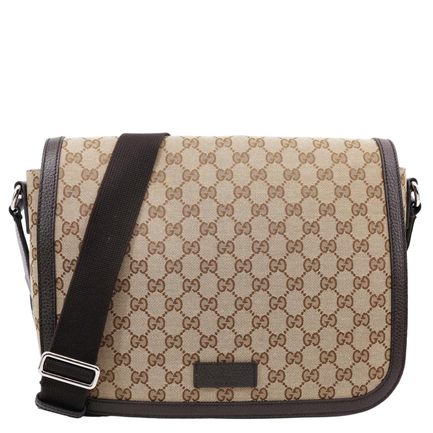 GUCCI GG Flap Large Monogram Canvas Messenger Bag Beige 449171
