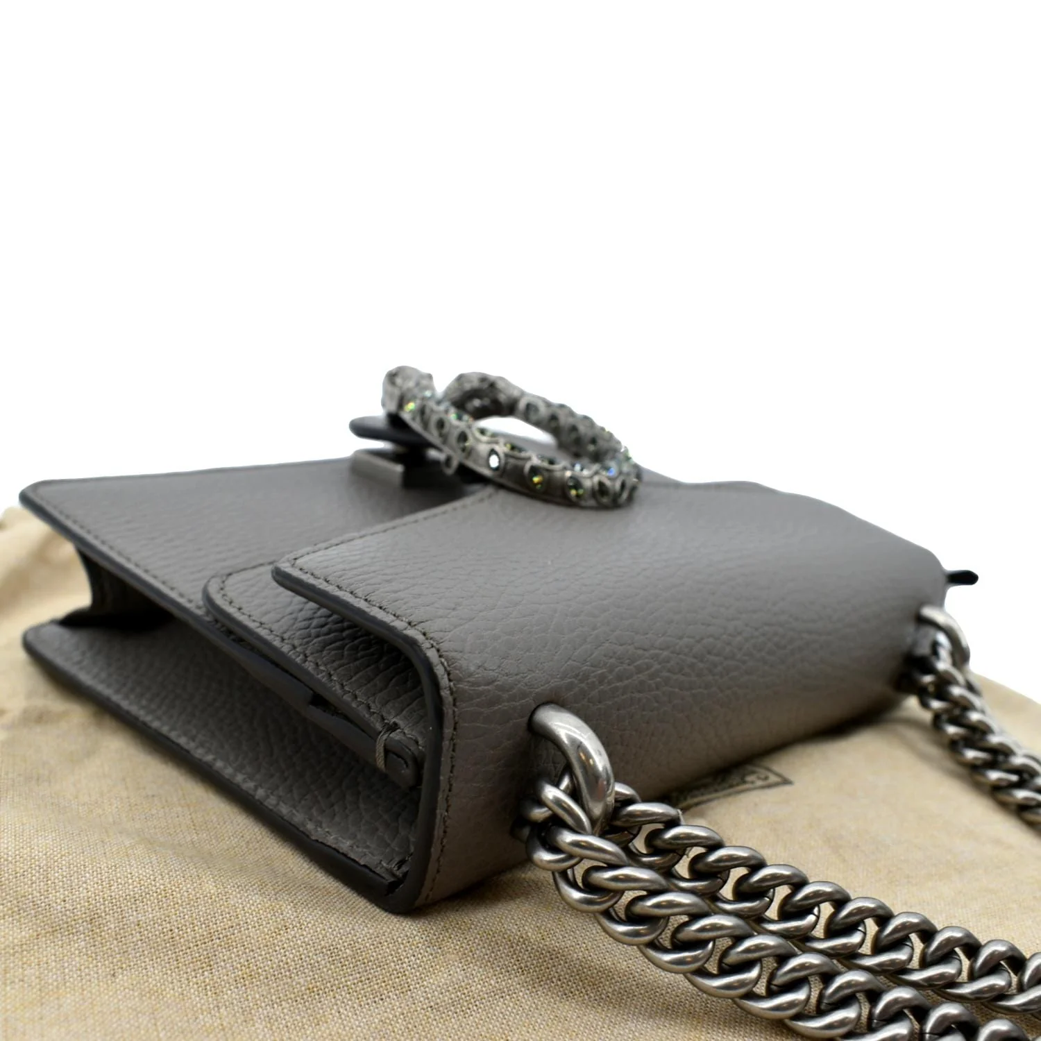 GUCCI Dionysus Mini Leather Crossbody Bag Gray 421970 - Image 6