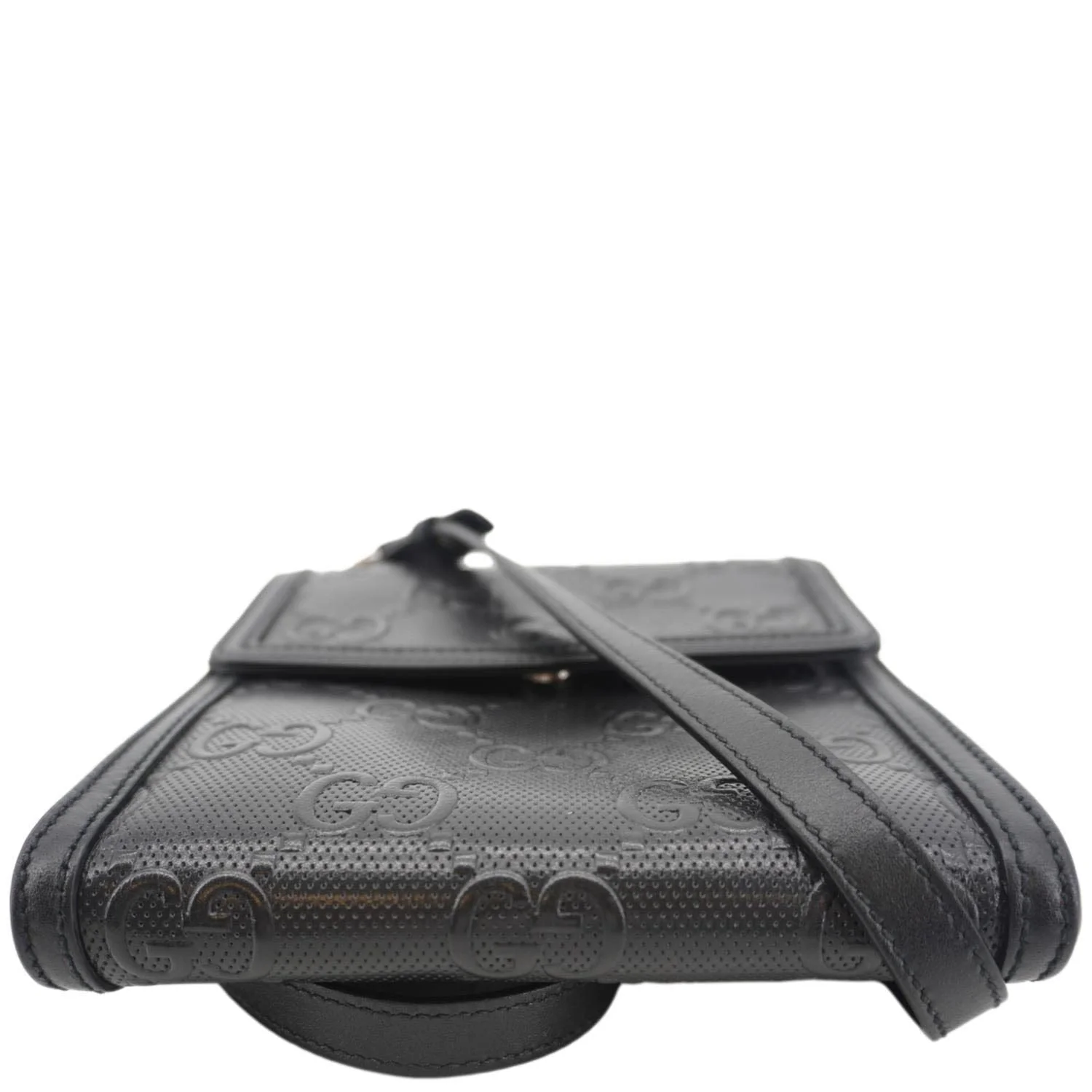 GUCCI GG Embossed Leather Messenger Bag Black 625782 - Image 11