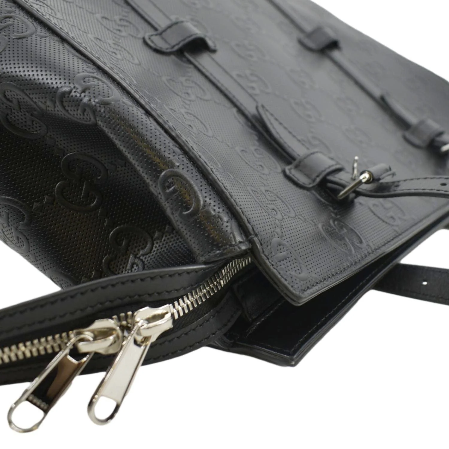 GUCCI GG Embossed Leather Tote Bag Black 232947 - Image 6