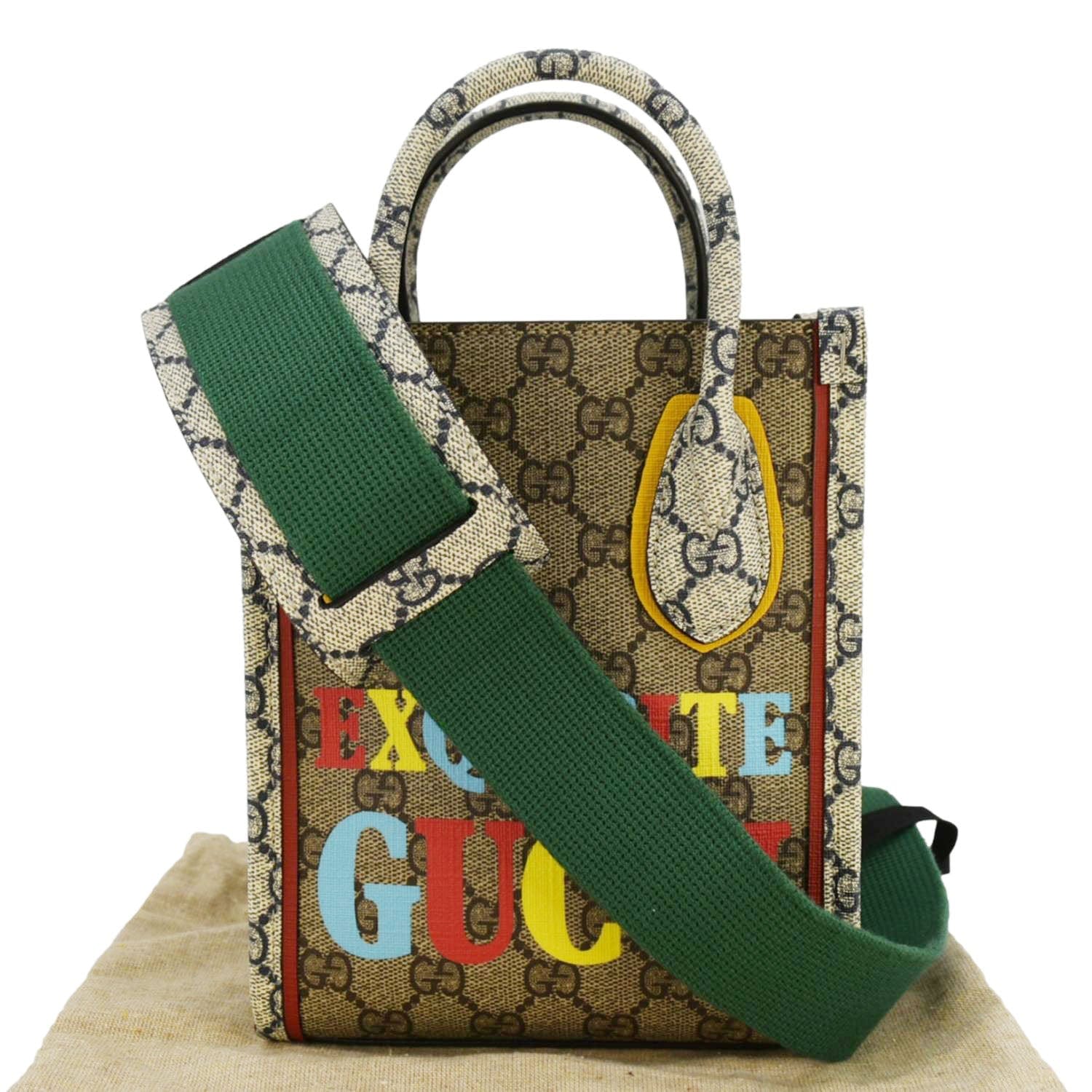 GUCCI Exquisite Mini GG Supreme Canvas Vertical Tote Shoulder Bag Beige - Image 3