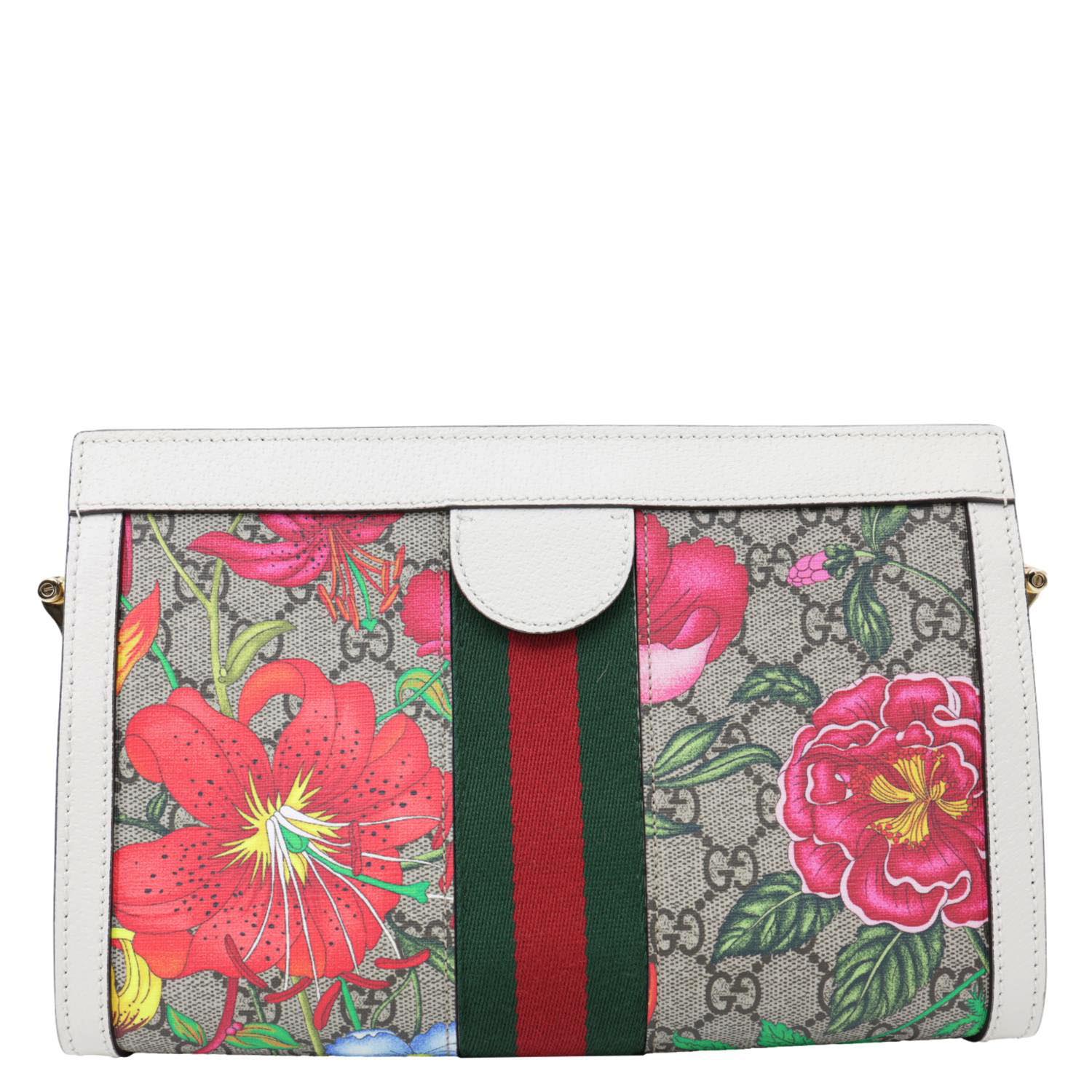 GUCCI Ophidia Web Small GG Floral Canvas Chain Shoulder Bag Off White 503877 - Image 3