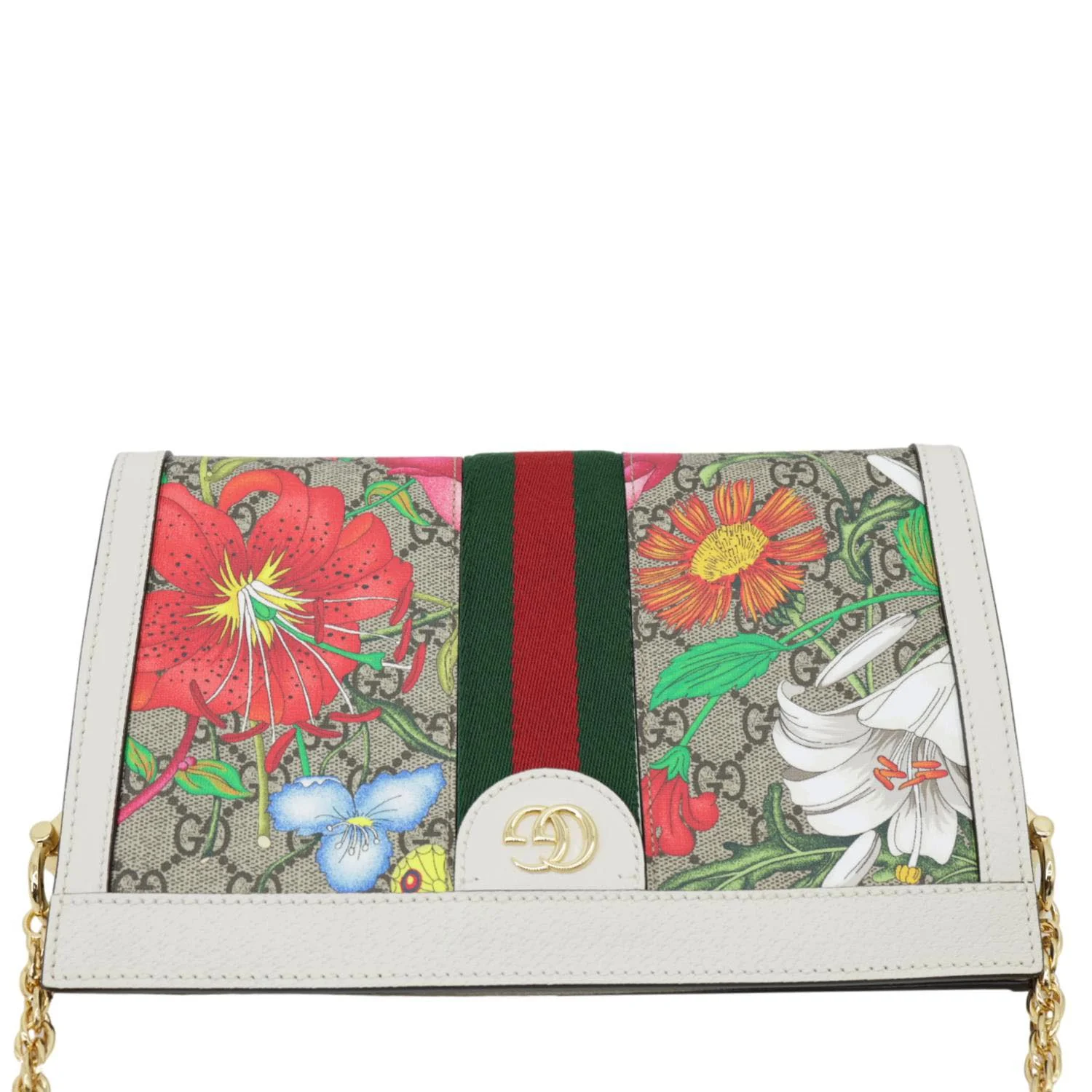 GUCCI Ophidia Web Small GG Floral Canvas Chain Shoulder Bag Off White 503877 - Image 4