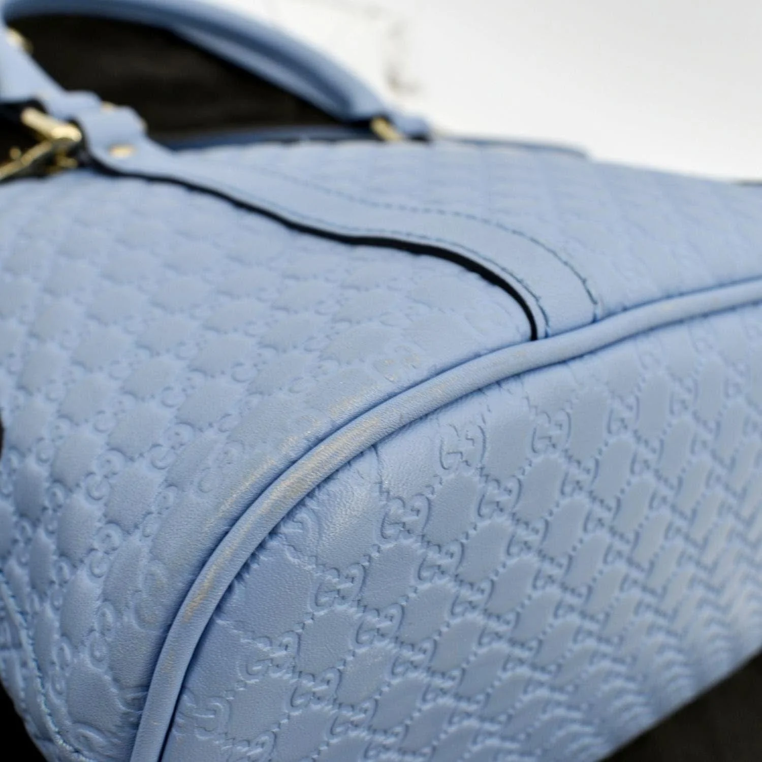 GUCCI Mini Dome Leather Crossbody Bag Mineral Blue 449654 - Image 8