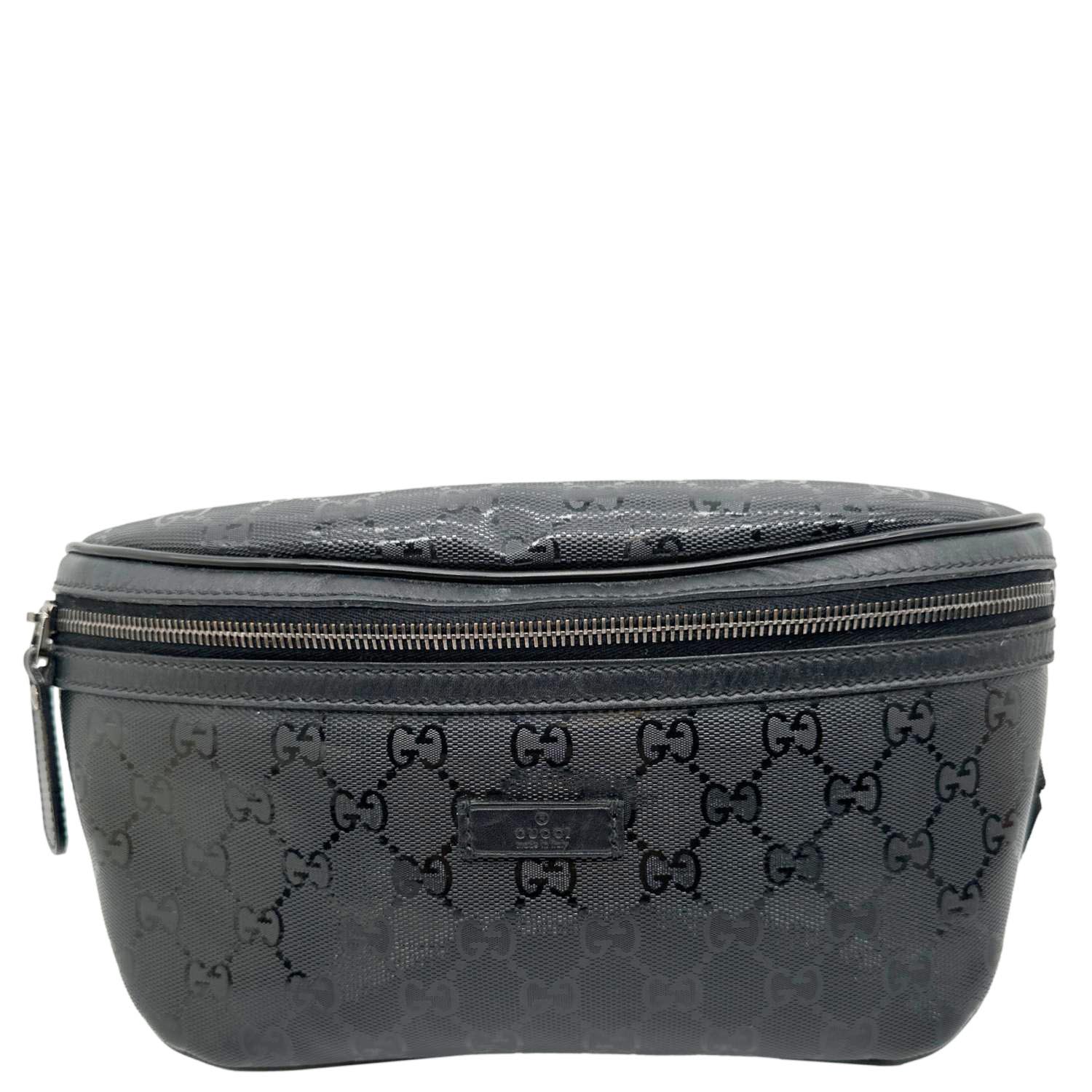 GUCCI GG Imprime Monogram Coated Canvas Waist Bum Bag Black 233269