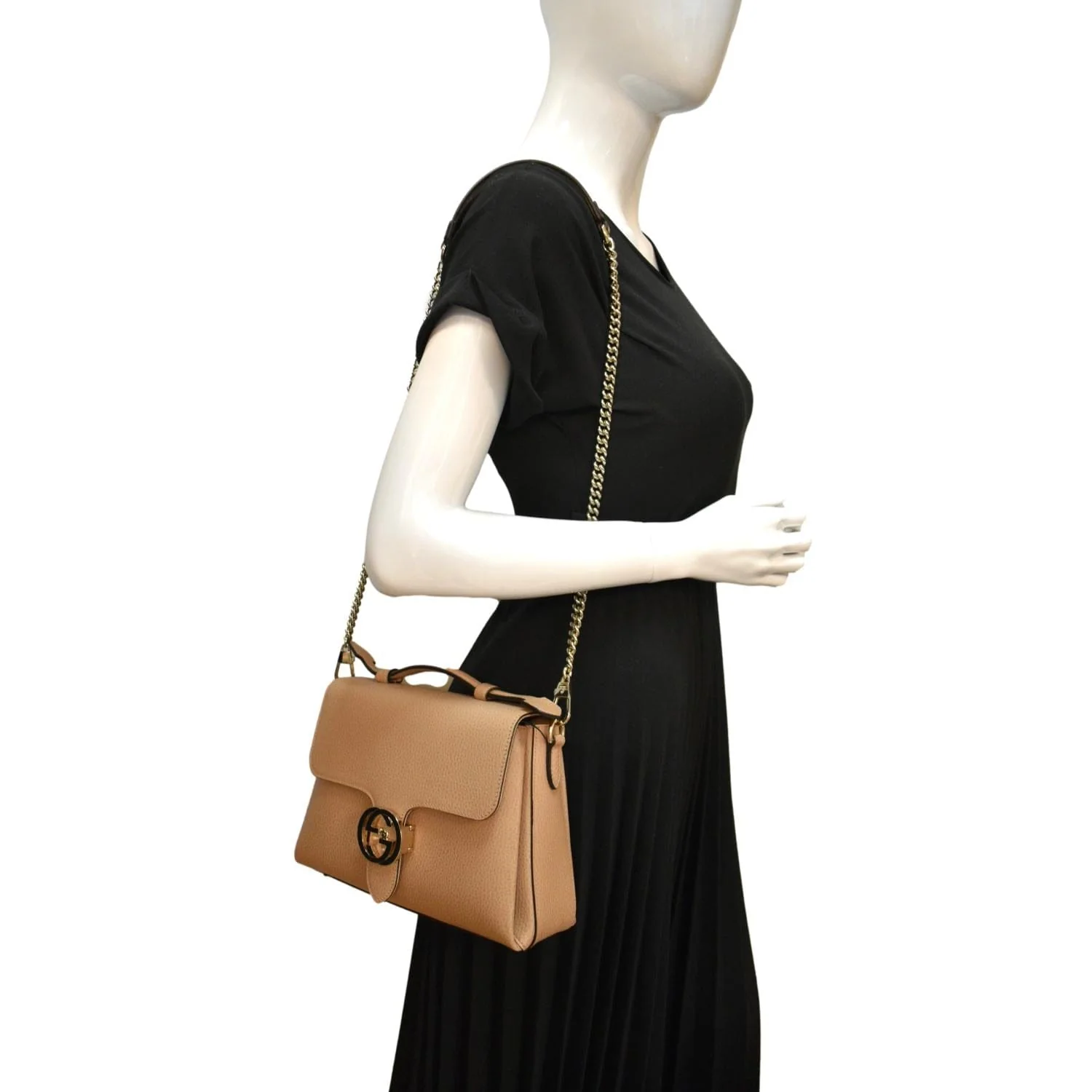 GUCCI GG Interlocking Leather Chain Shoulder Bag Brown 510302 - Image 2
