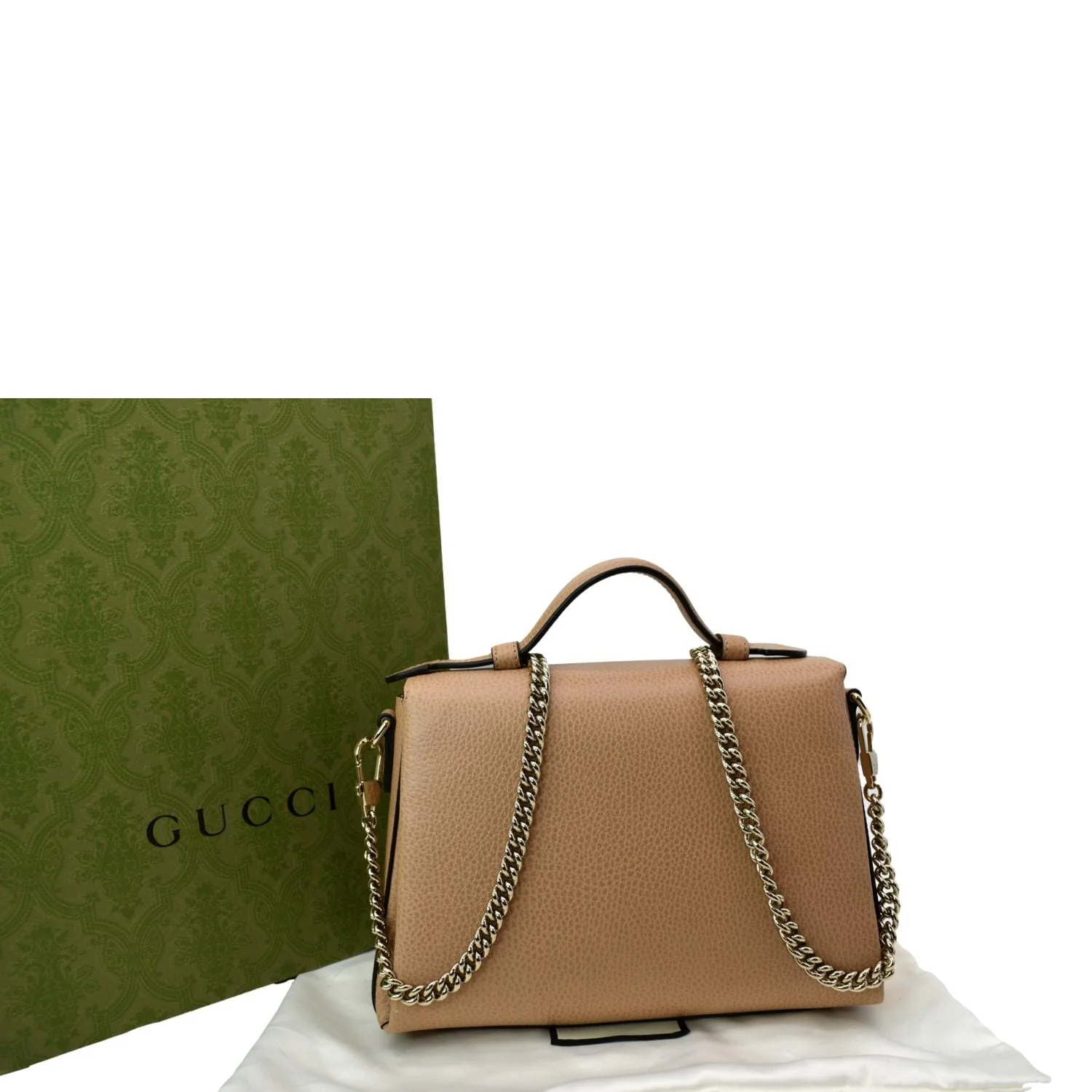 GUCCI GG Interlocking Leather Chain Shoulder Bag Brown 510302 - Image 3