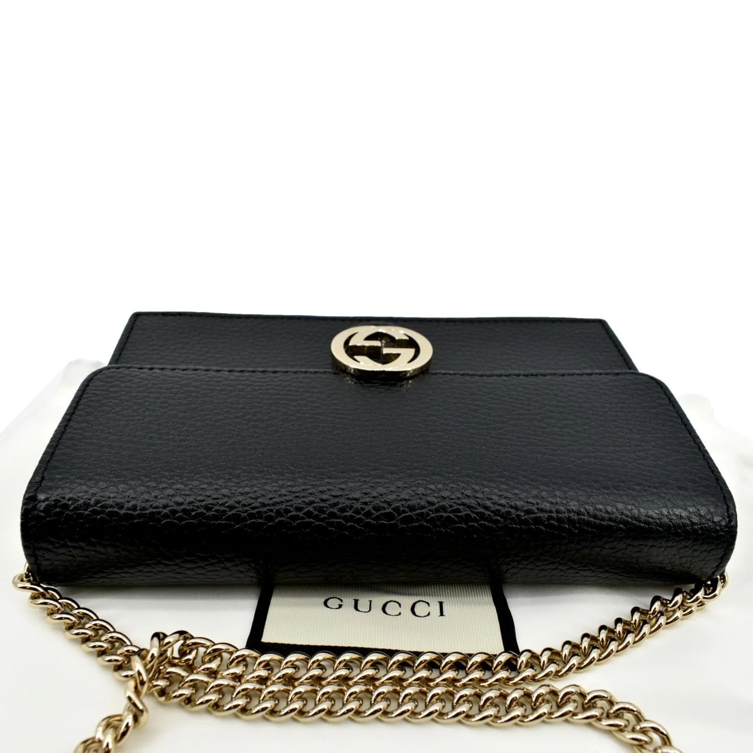 GUCCI GG Interlocking Pebbled Leather Crossbody Bag Black 615523 - Image 4