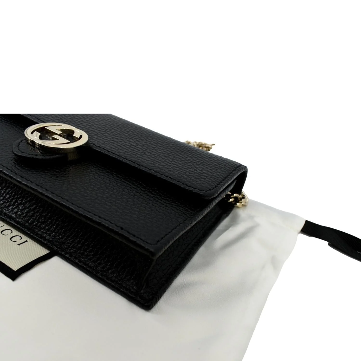 GUCCI GG Interlocking Pebbled Leather Crossbody Bag Black 615523 - Image 8