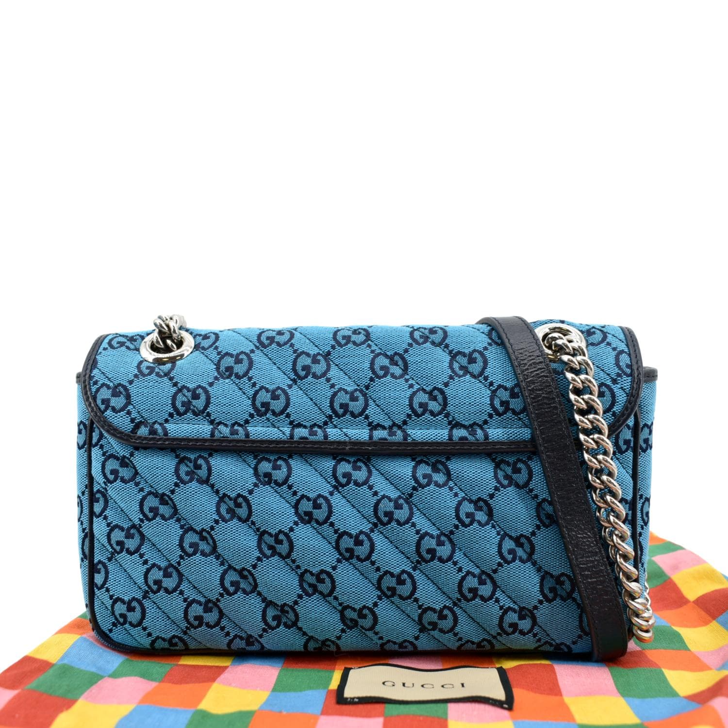 GUCCI GG Marmont Canvas Leather Crossbody Bag Blue 443497 - Image 3
