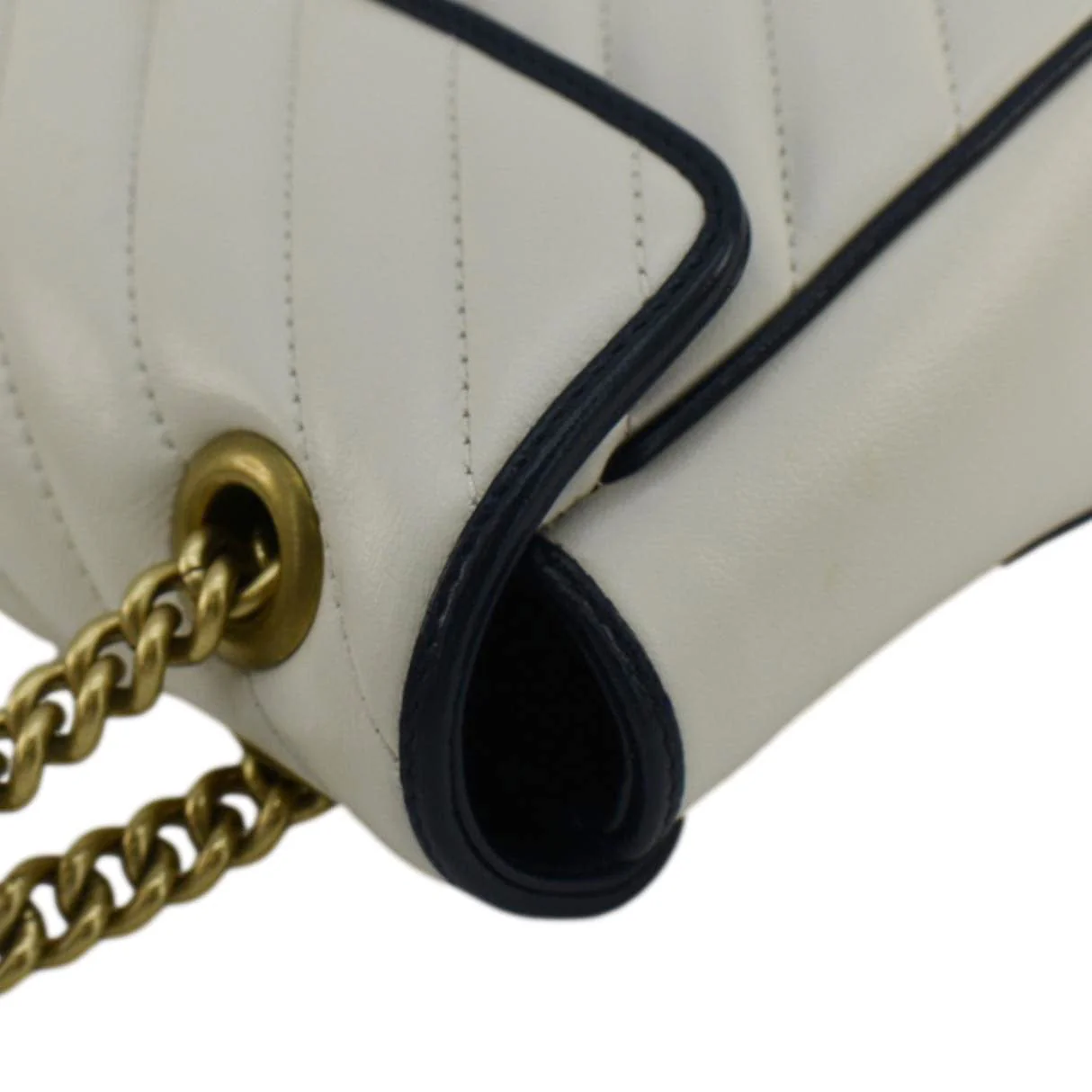GUCCI GG Marmont Small Diagonal Matelasse Leather Crossbody Bag White 443497 - Image 5
