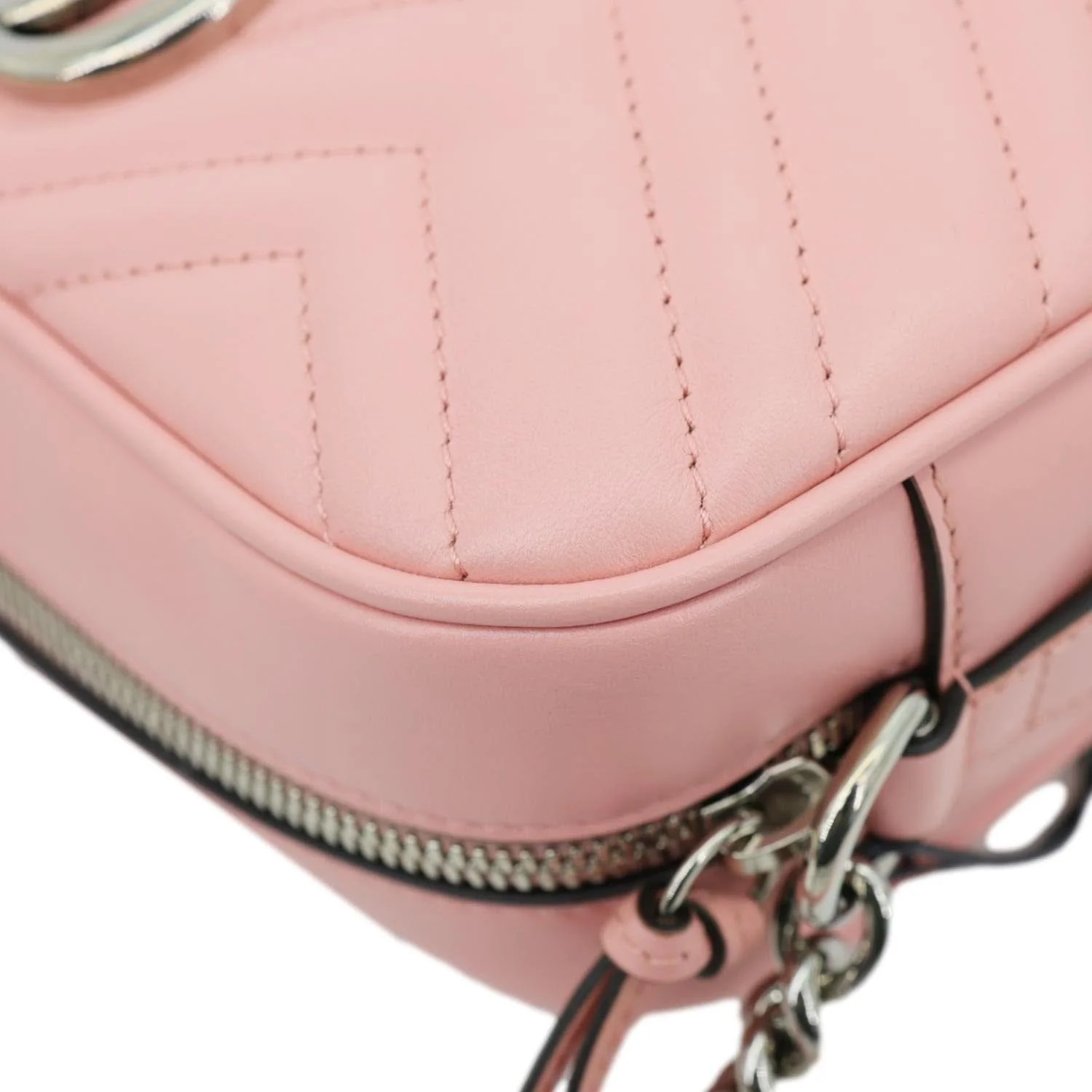 GUCCI GG Marmont Small Matelasse Chevron Leather Camera Bag Pink 447632 - Image 8