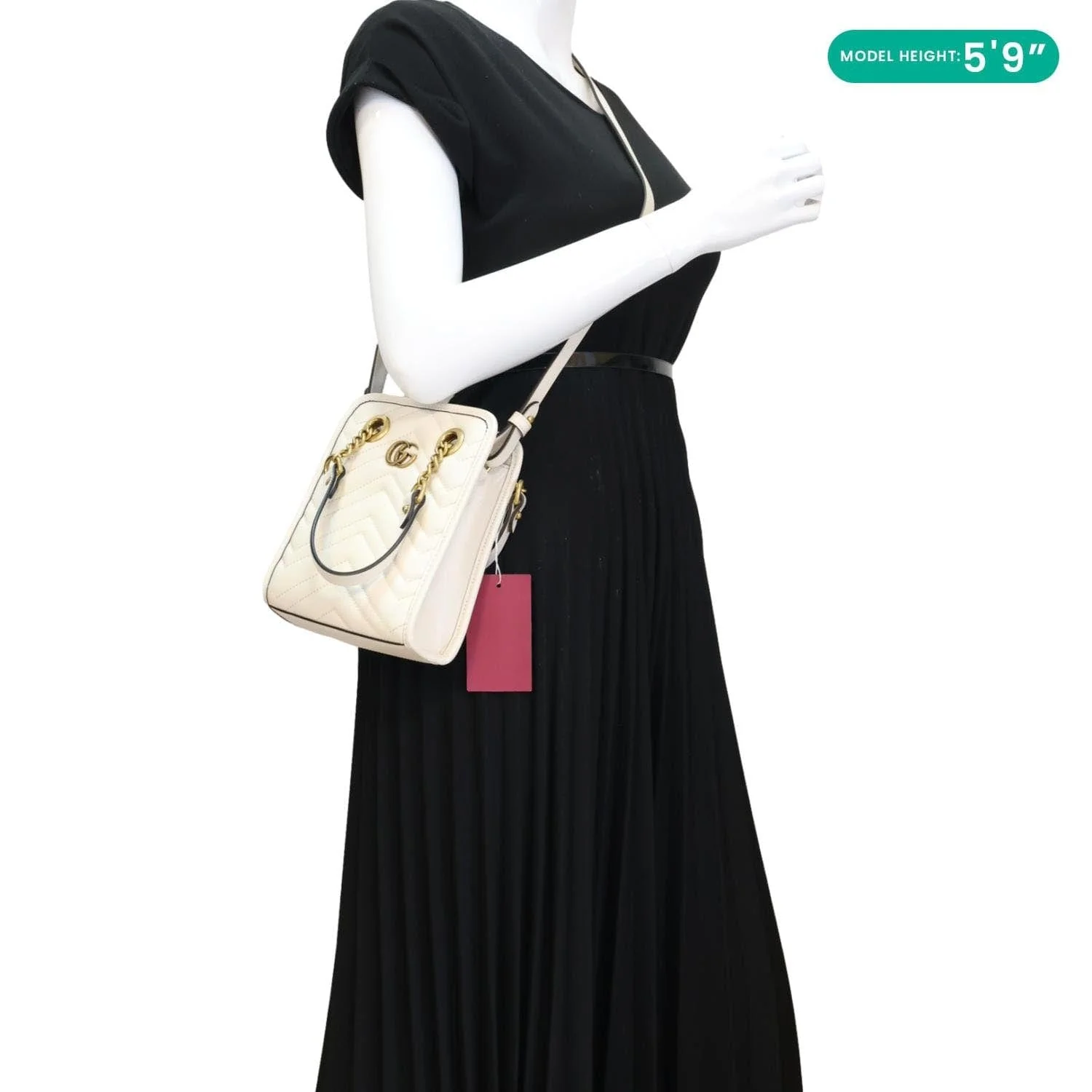 GUCCI GG Marmont Mini Matelasse Leather Tote Shoulder Bag White 696123 - Image 2