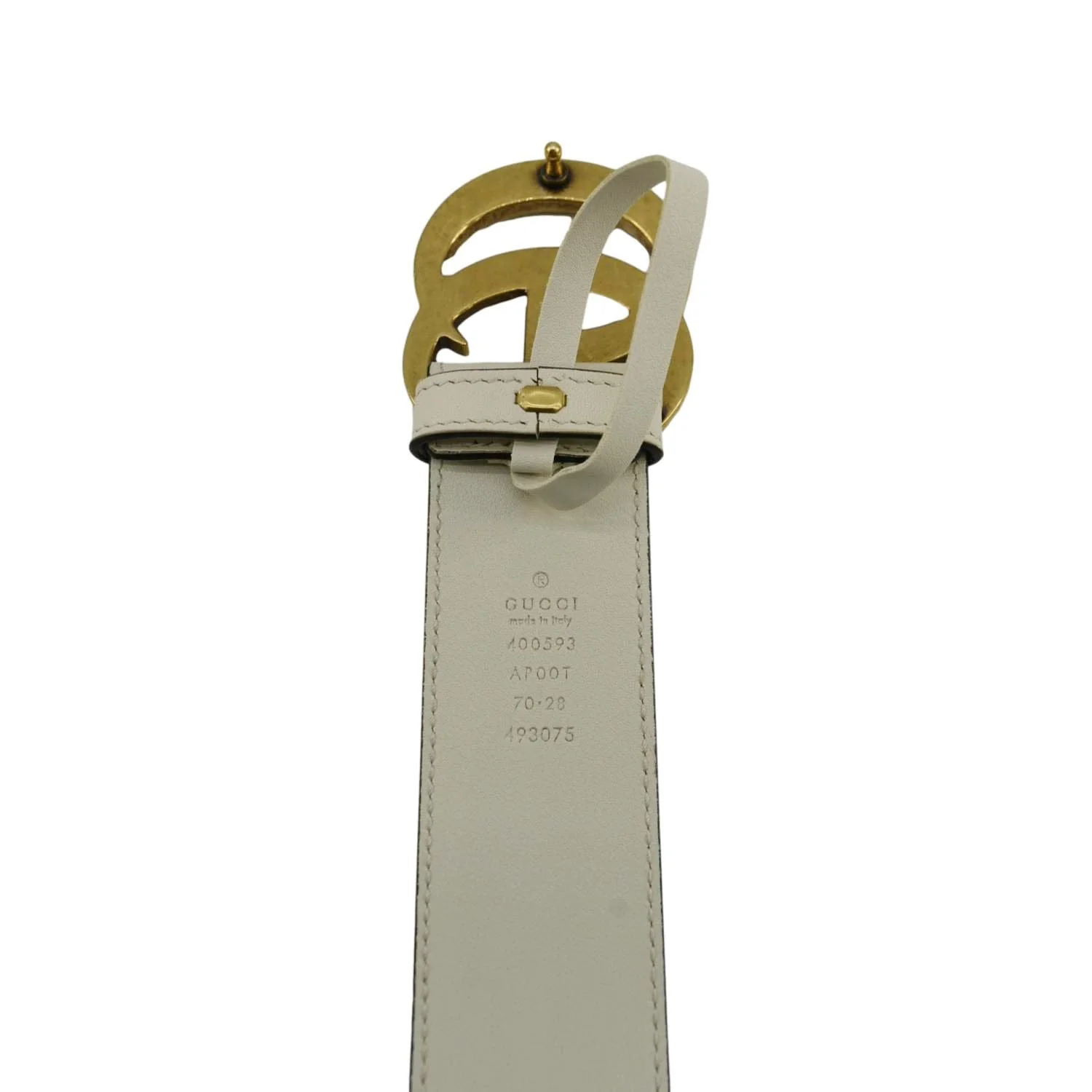 GUCCI Double G buckle Marmont Leather Belt Off White 400593 Size 70/28 - Image 4