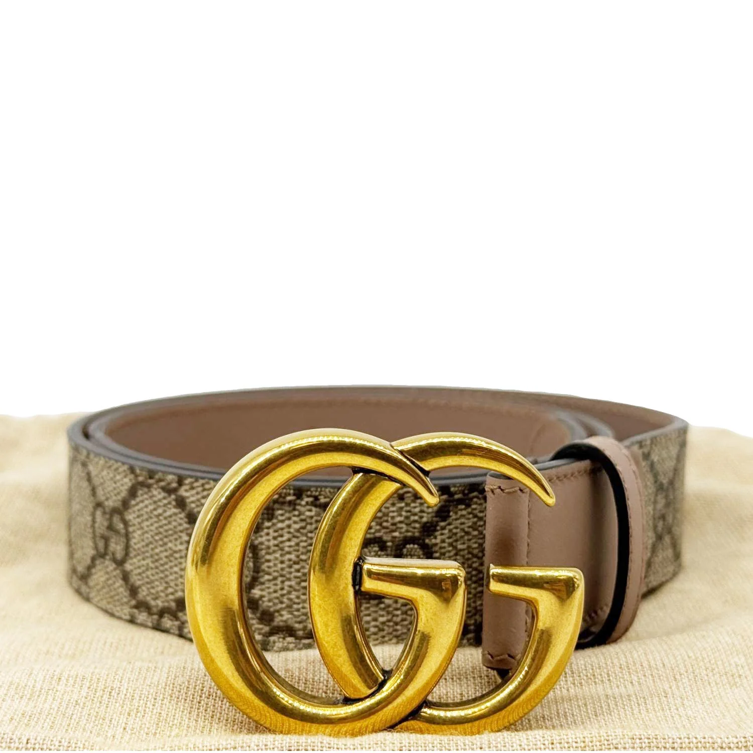 GUCCI Marmont GG Supreme Leather Belt Beige 625839 Size 75.30 - Image 4