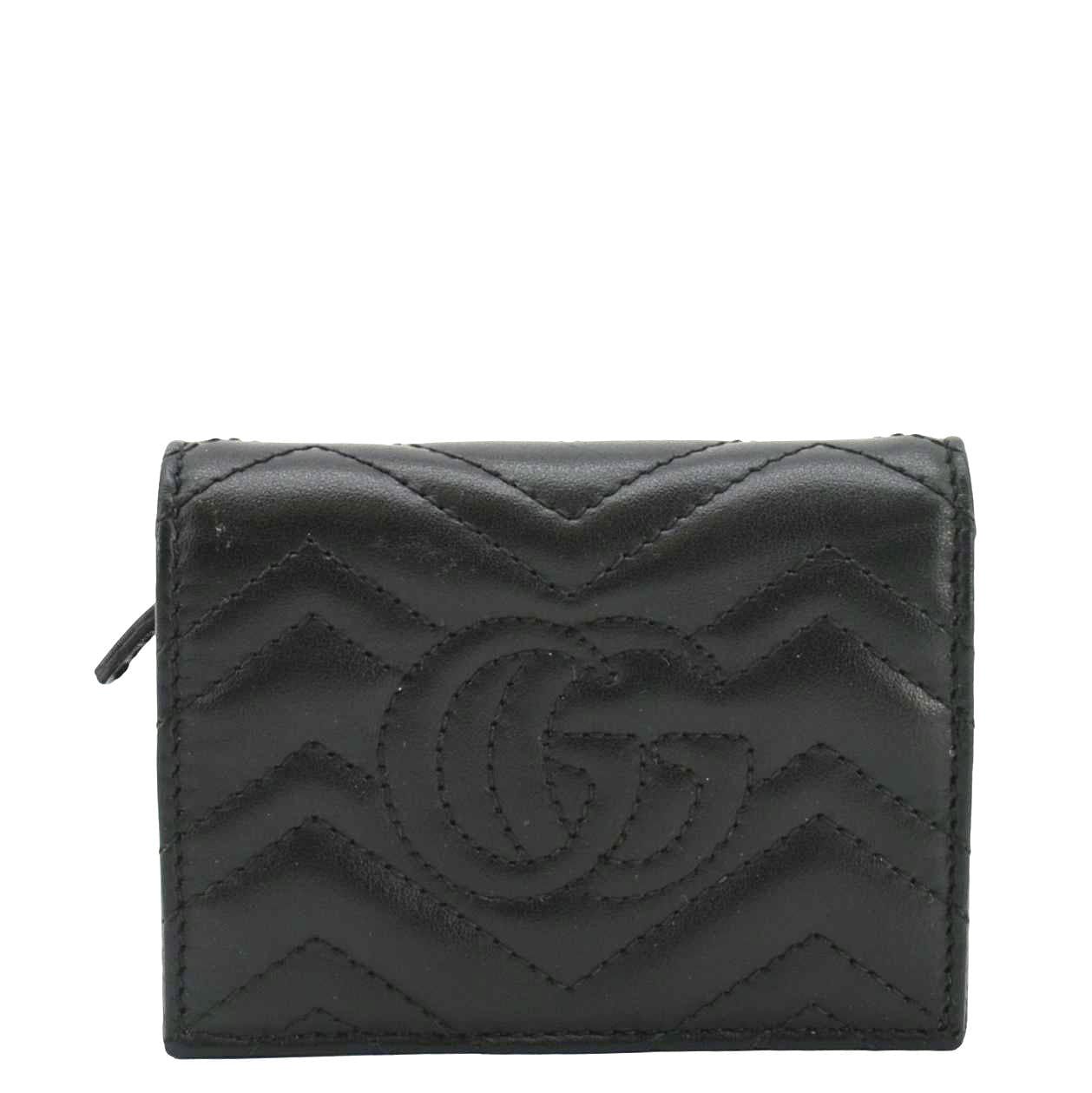 Gucci Marmont GG Matelasse Leather Card Case Wallet Black 466492 - Image 3