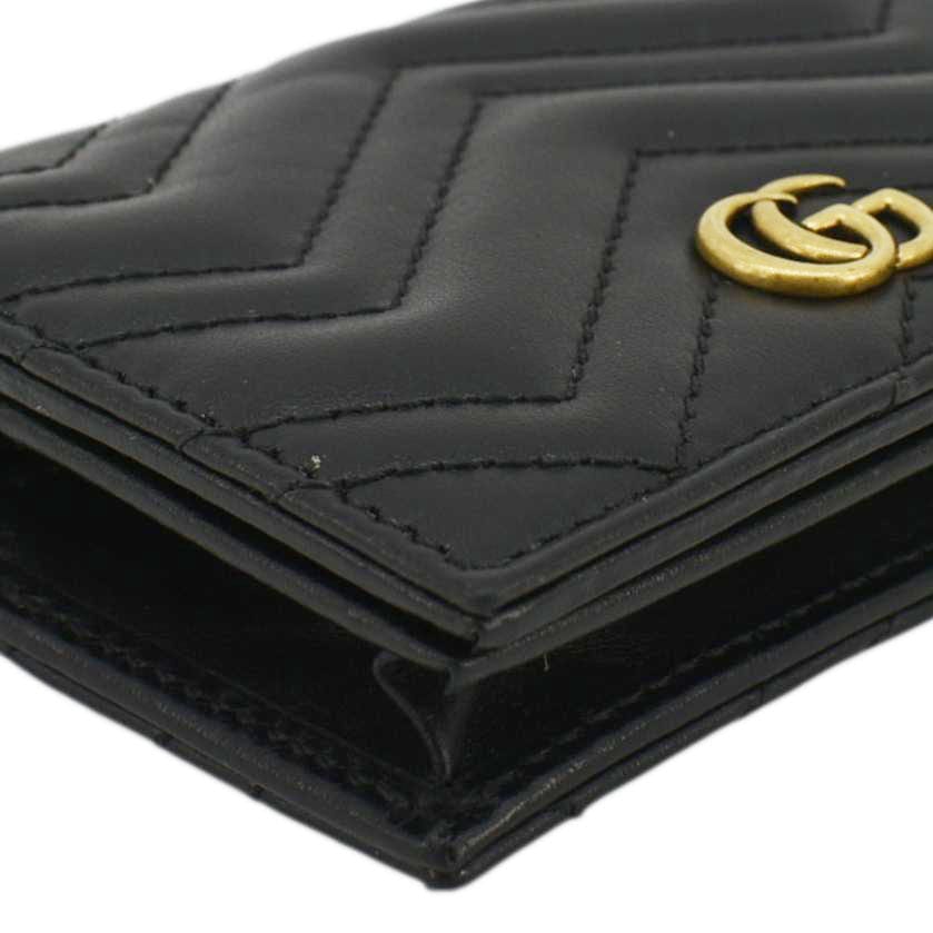 Gucci Marmont GG Matelasse Leather Card Case Wallet Black 466492 - Image 7