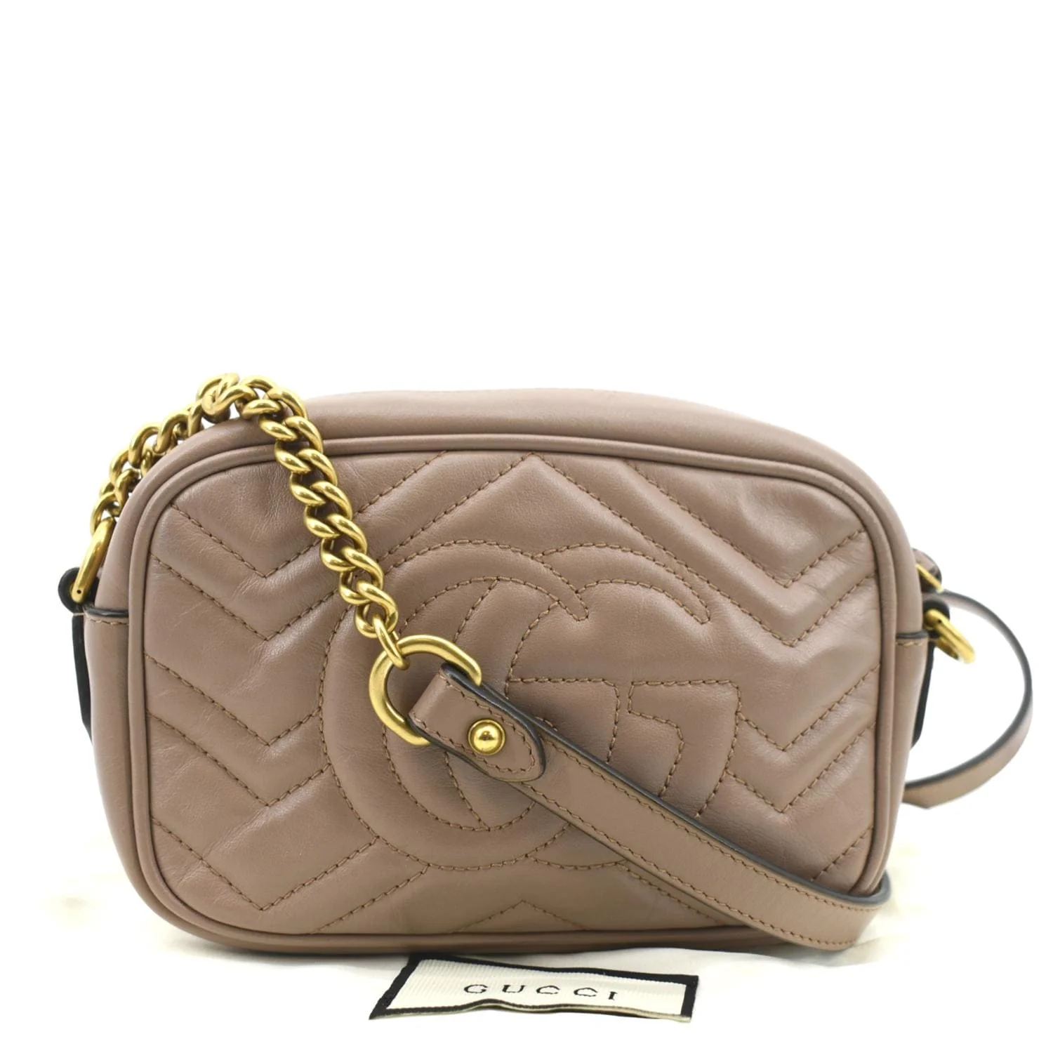 GUCCI GG Marmont Mini Matelasse Leather Crossbody Bag Dusty Pink 448065 - Image 3