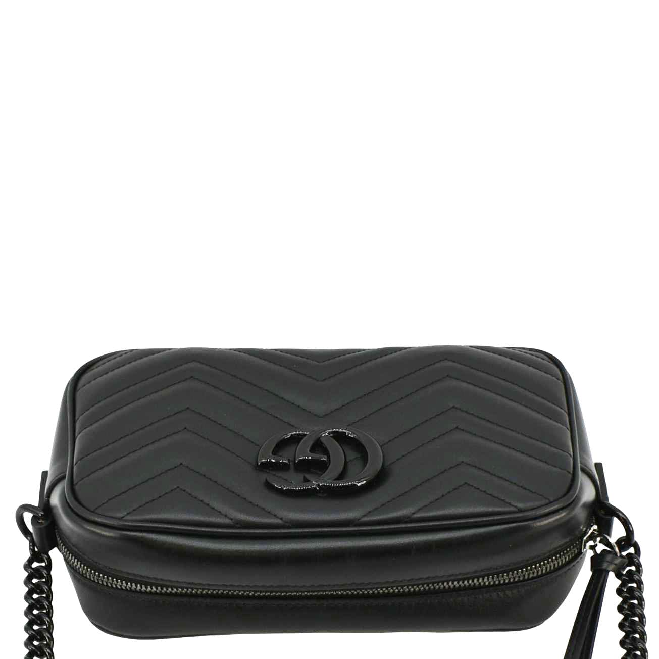 GUCCI GG Marmont Matelasse Chevron Leather Camera Crossbody Bag Black 447632 - Image 5