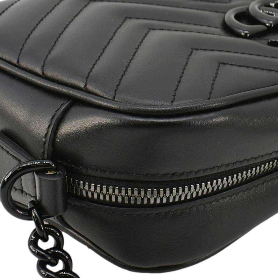 GUCCI GG Marmont Matelasse Chevron Leather Camera Crossbody Bag Black 447632 - Image 6
