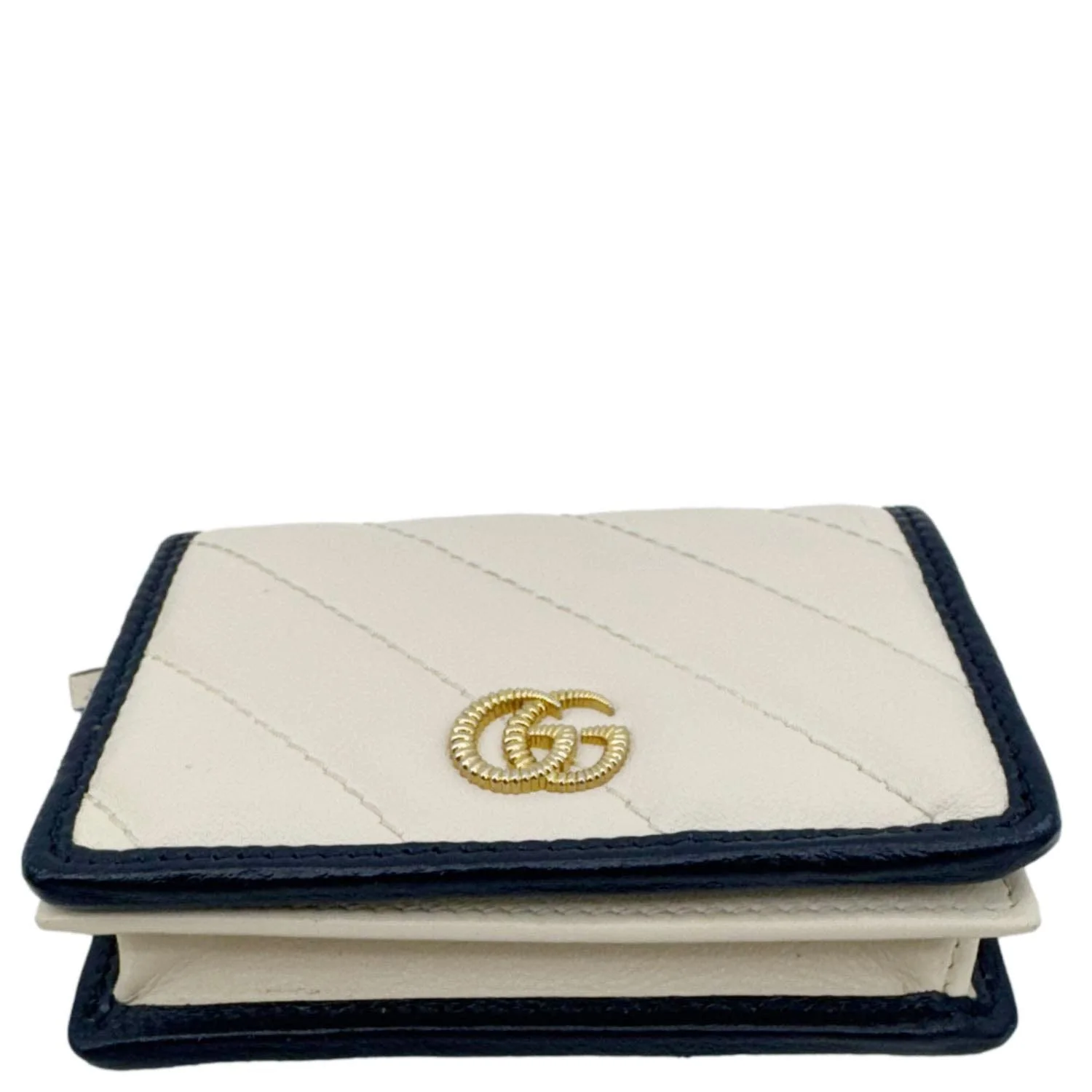 GUCCI GG Marmont Matelasse Diagonal Leather Card Case Wallet Off White 573811 - Image 10