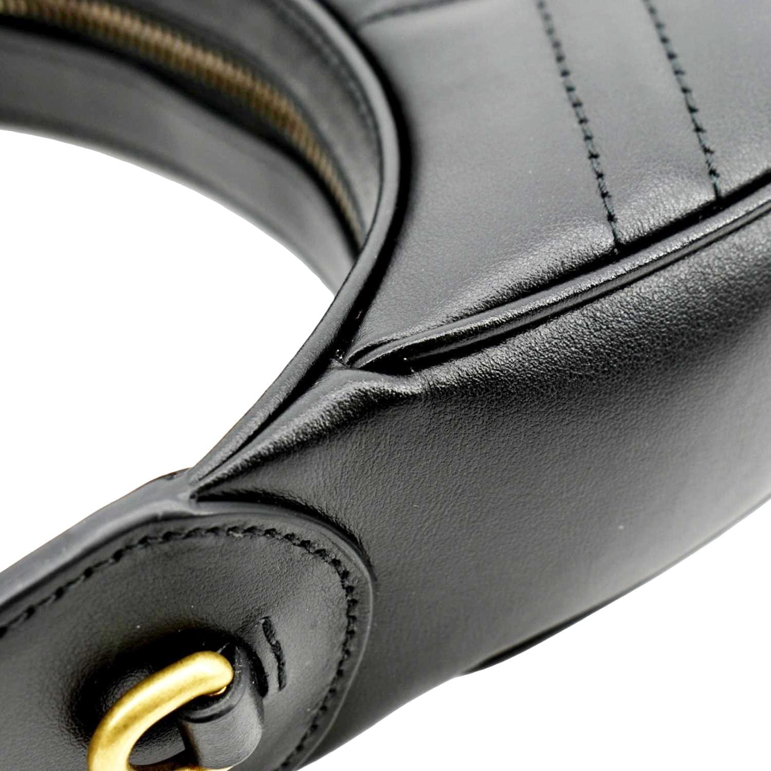 GUCCI GG Marmont Half Moon Leather Shoulder Bag Black 699514 - Image 6