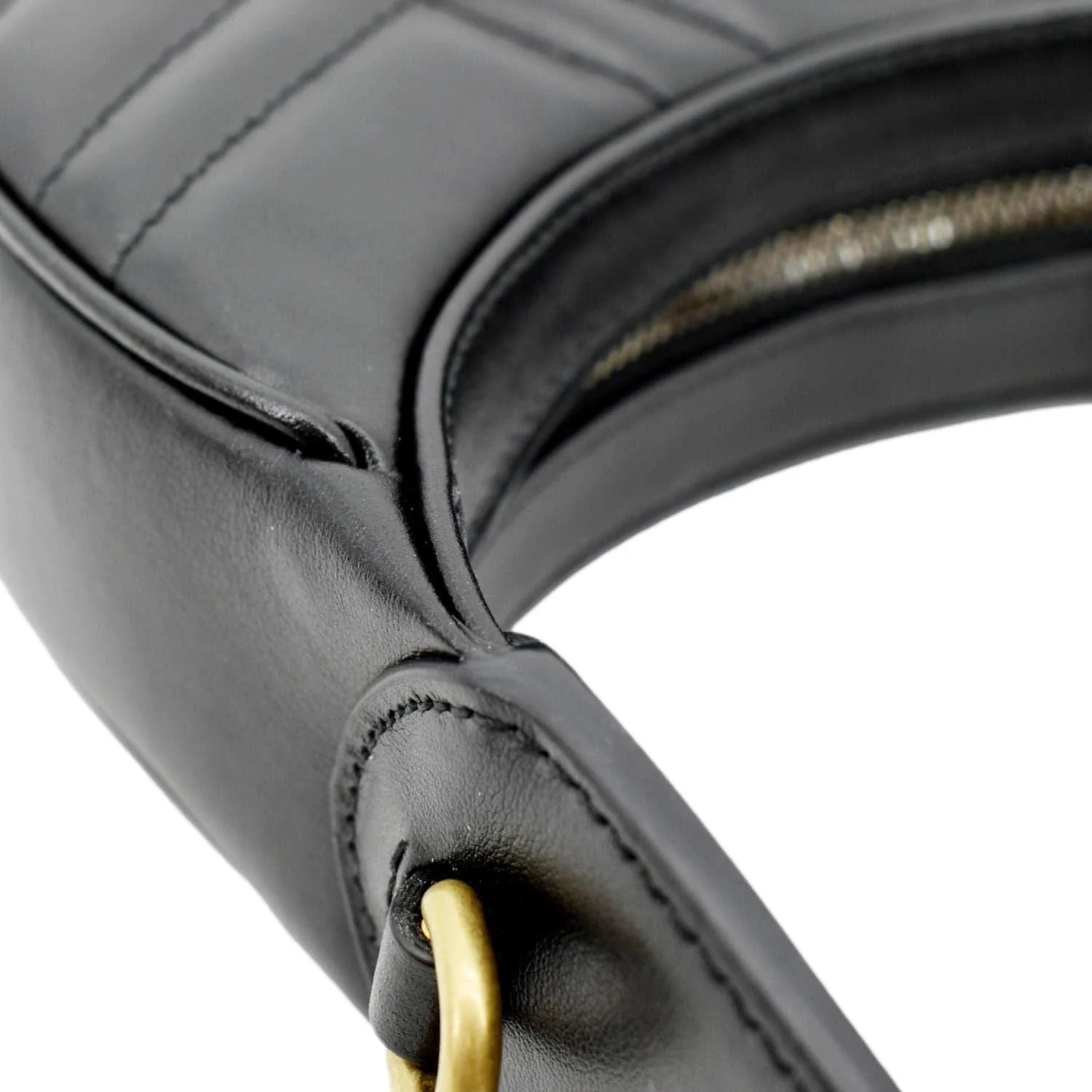 GUCCI GG Marmont Half Moon Leather Shoulder Bag Black 699514 - Image 7