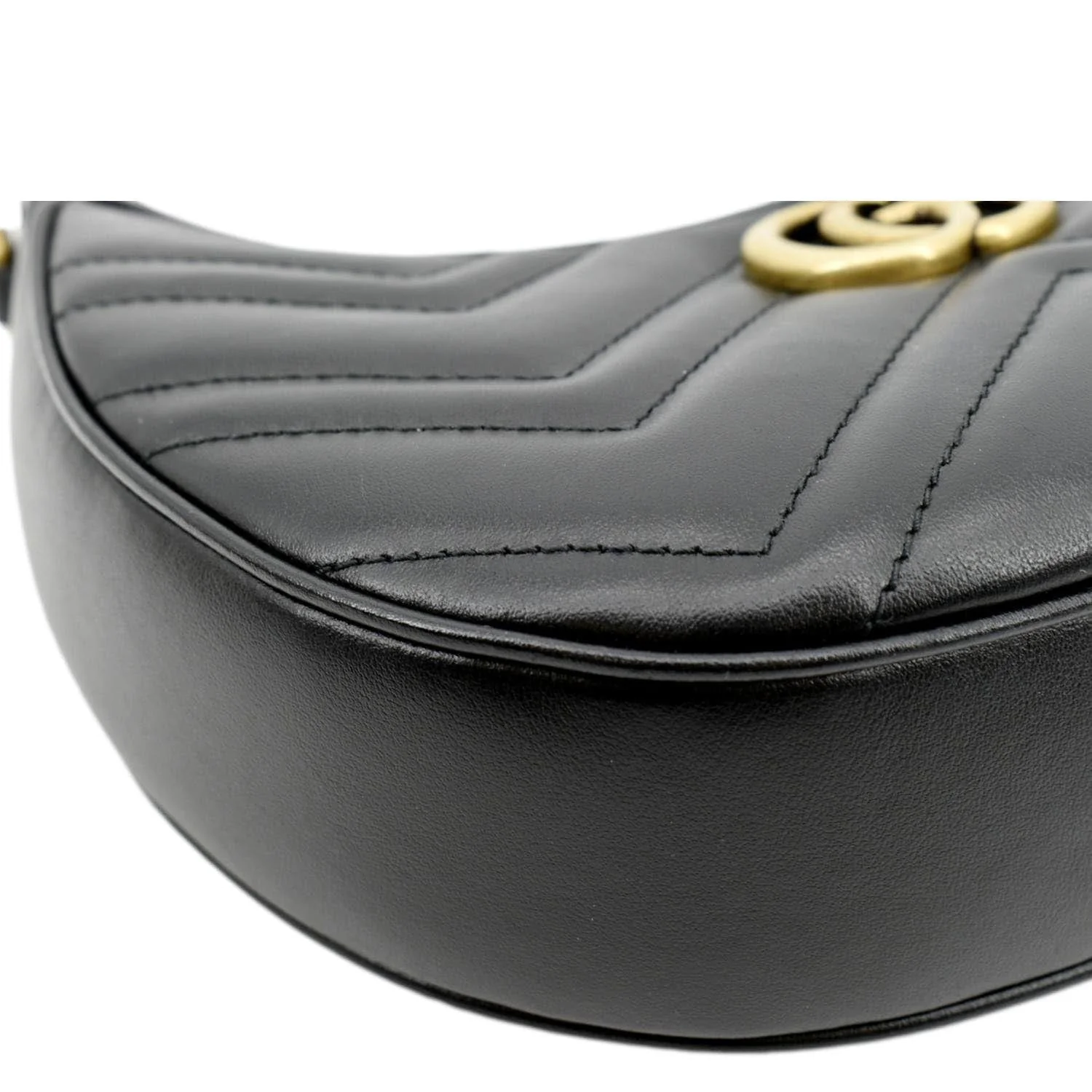 GUCCI GG Marmont Half Moon Leather Shoulder Bag Black 699514 - Image 8
