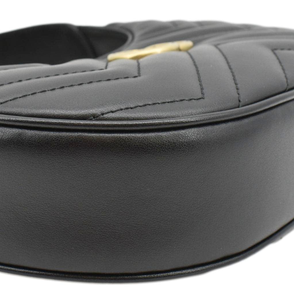 GUCCI GG Marmont Half Moon Mini Leather Shoulder Bag Black 699514 - Image 9
